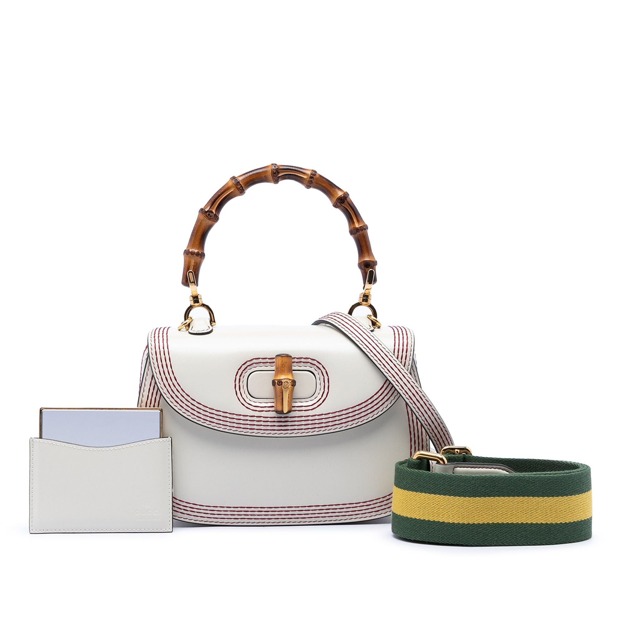 Gucci Small Calfskin Stitched Bamboo 1947 Top Handle Bag Size ONE SIZE - 7 Thumbnail