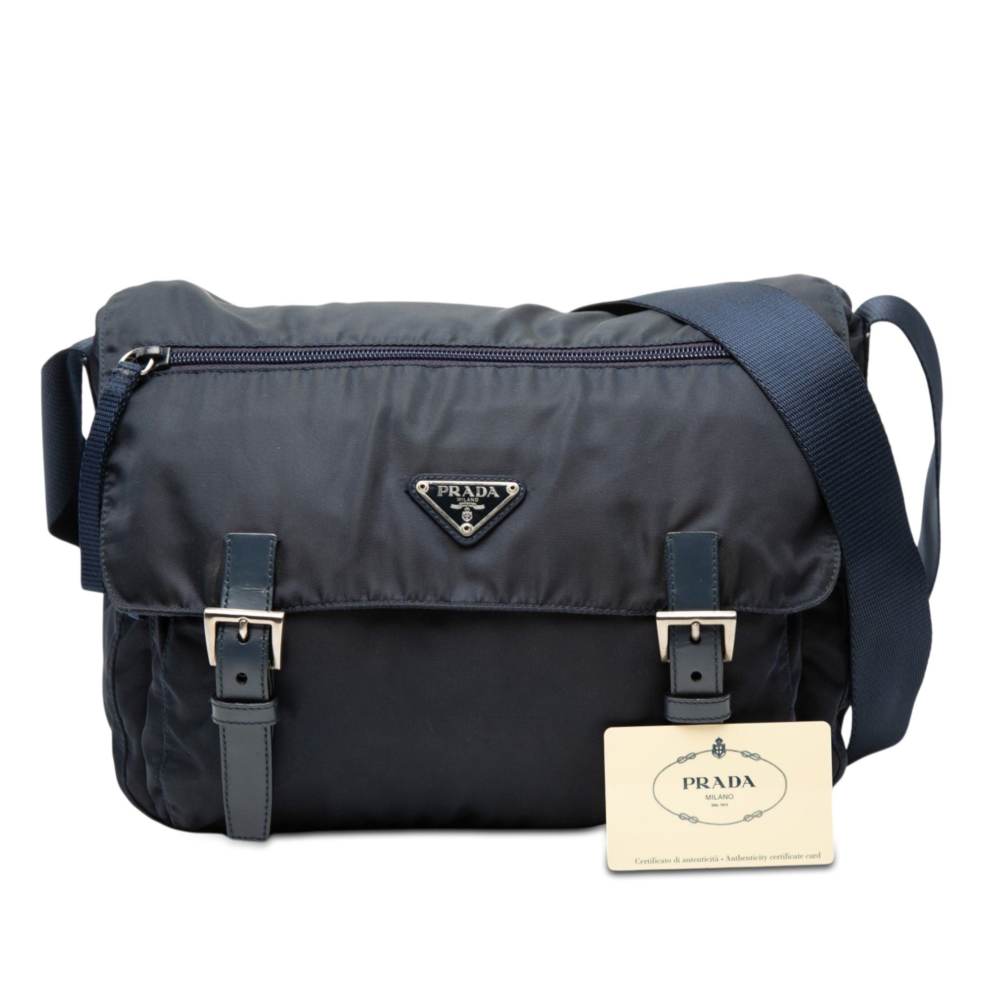 Prada Tessuto Zip Double Buckle Messenger Bag Size ONE SIZE - 7 Thumbnail