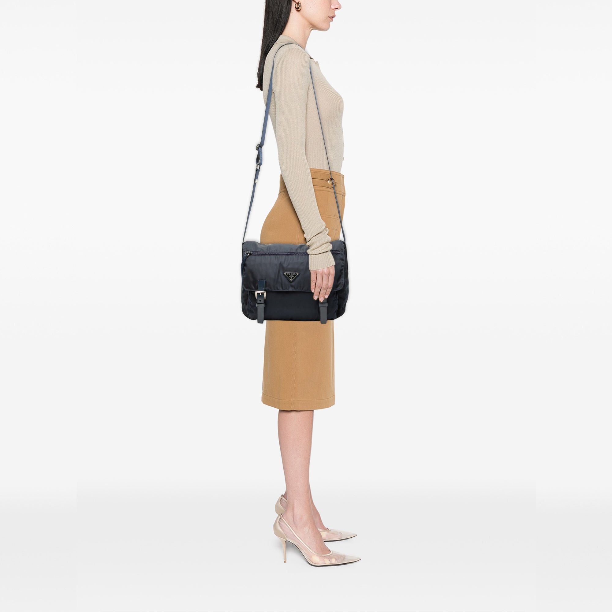 Prada Tessuto Zip Double Buckle Messenger Bag Size ONE SIZE - 6 Thumbnail