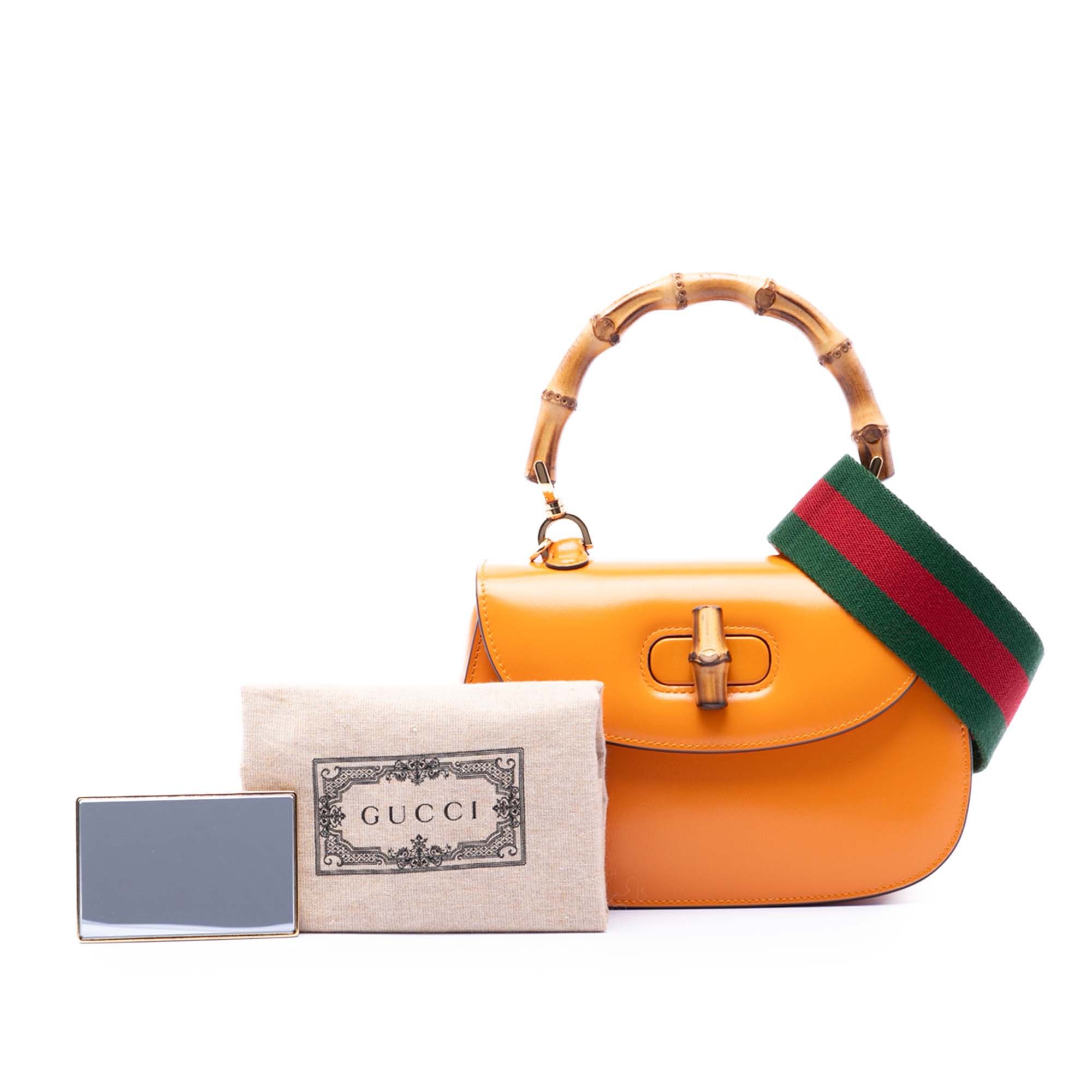Gucci Small Calfskin Web Bamboo 1947 Top Handle Bag Size ONE SIZE - 7 Thumbnail