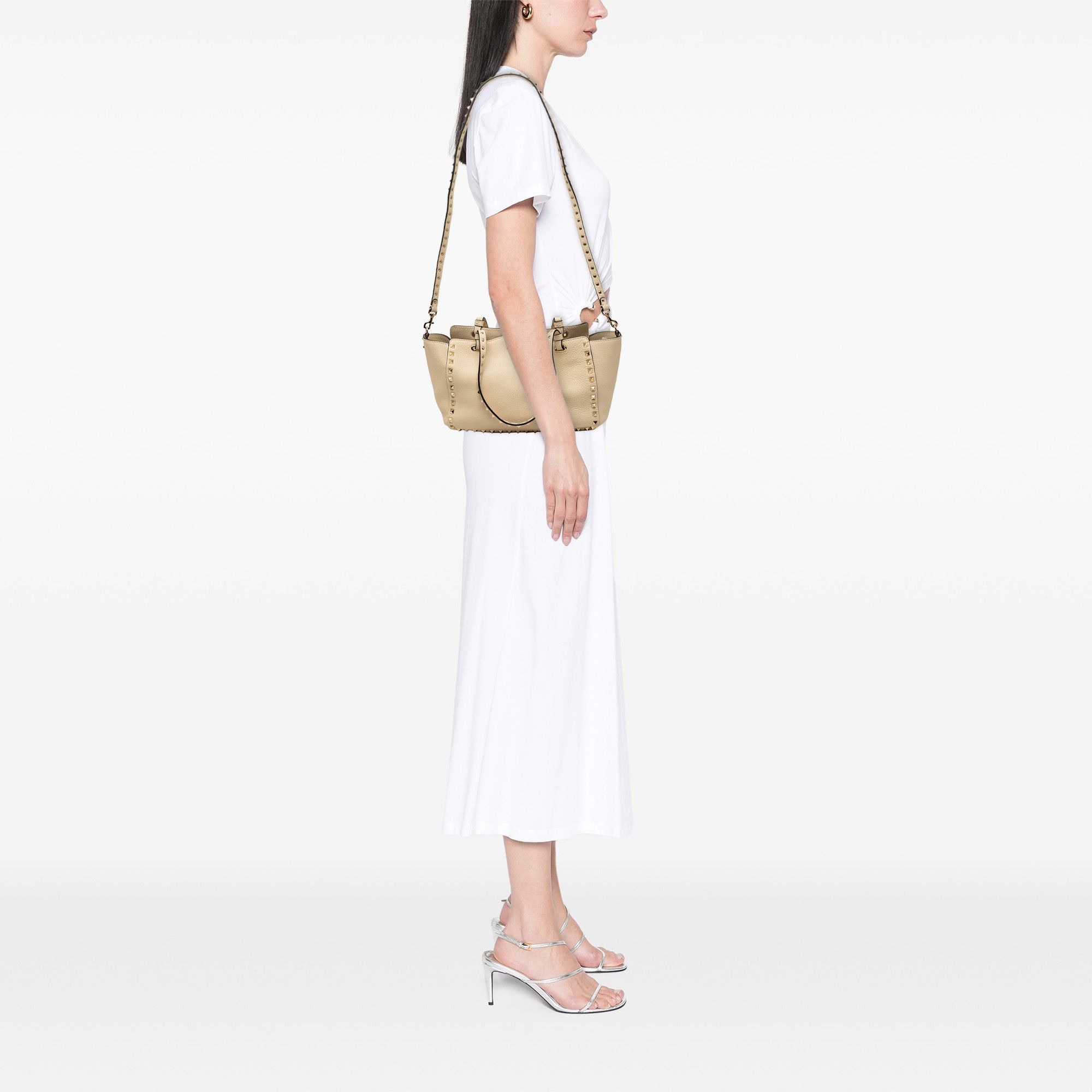Valentino Small Grained Calfskin Rockstud Trapeze Satchel Size ONE SIZE - 8 Thumbnail