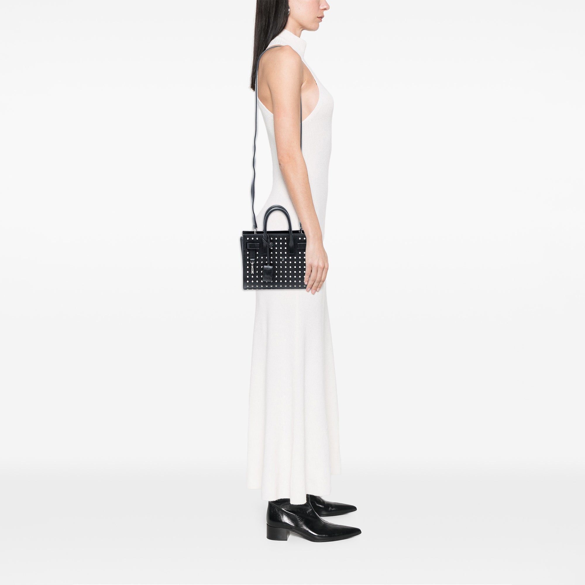 Saint Laurent Paris Nano Grain de Poudre Studded Sac de Jour Satchel Size ONE SIZE - 7 Thumbnail