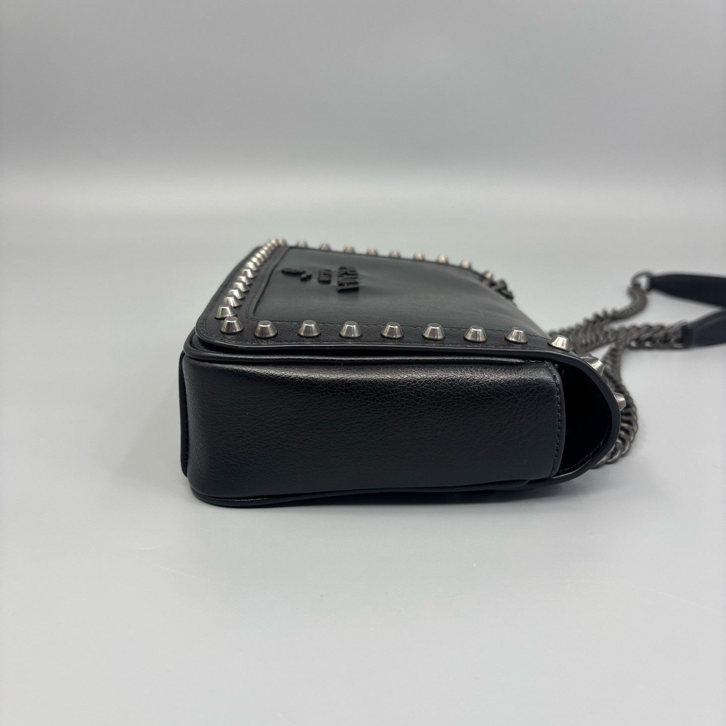 Prada Prada Studded Leather Shoulder Bag One Size Size ONE SIZE - 10 Thumbnail