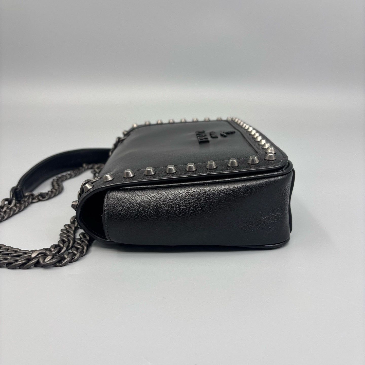Prada Prada Studded Leather Shoulder Bag One Size Size ONE SIZE - 6 Thumbnail