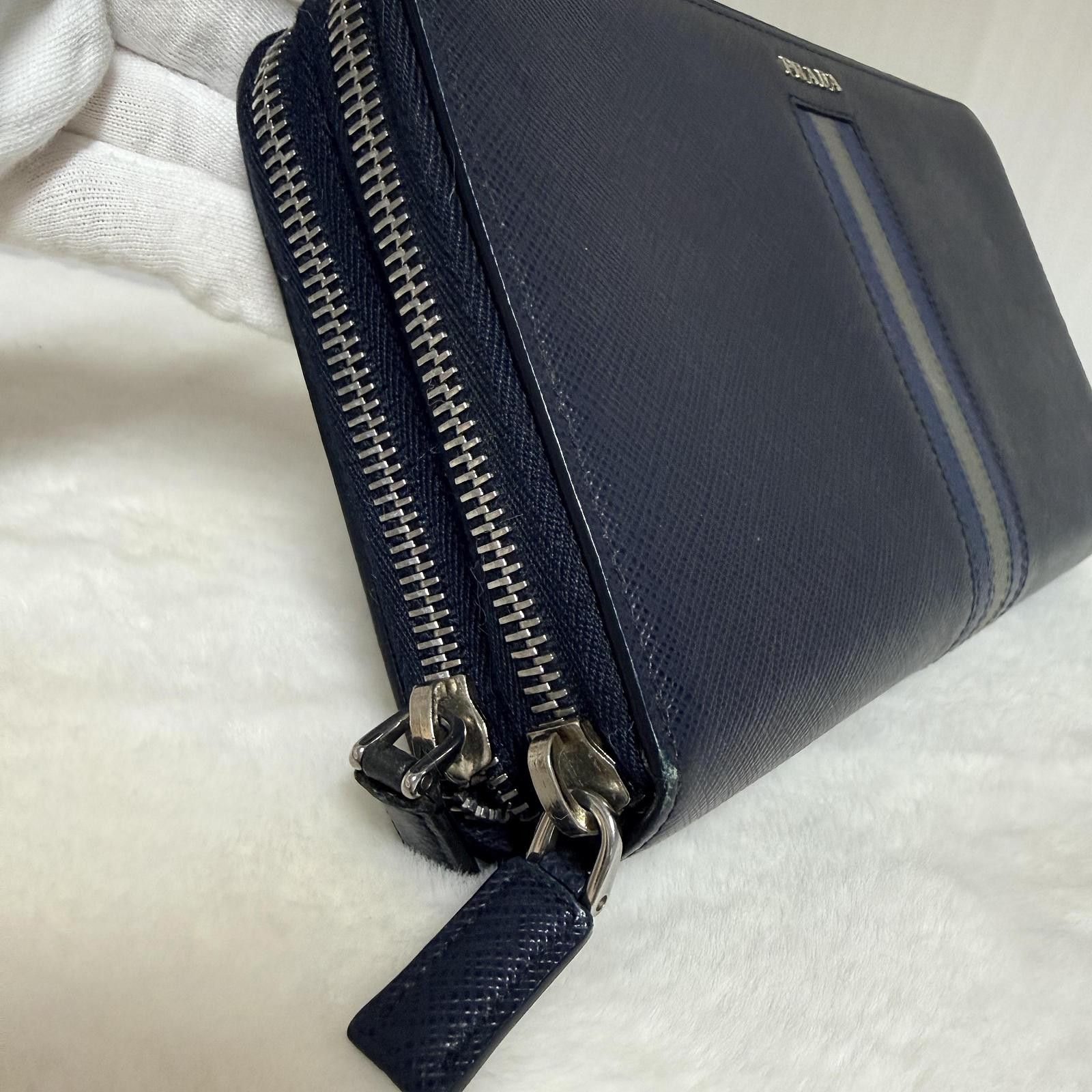 Prada Prada Saffiano Stripe Leather Clutch Size ONE SIZE - 9 Thumbnail