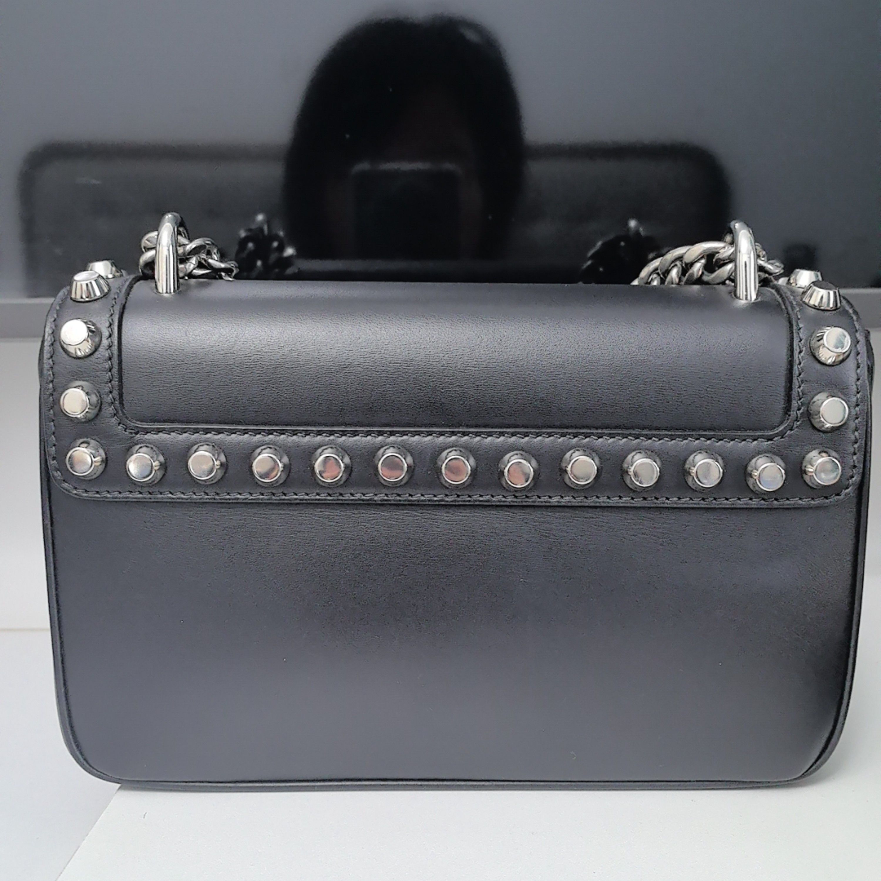 Prada Prada Studded Leather Shoulder Bag One Size Size ONE SIZE - 3 Thumbnail