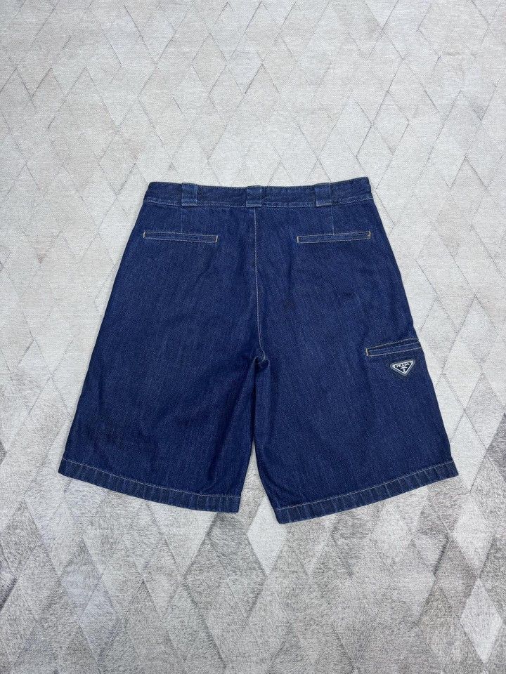 Prada Prada Metal Triangle Logo Denim Shorts Size 34 Size US 34 / EU 50 - 2 Thumbnail