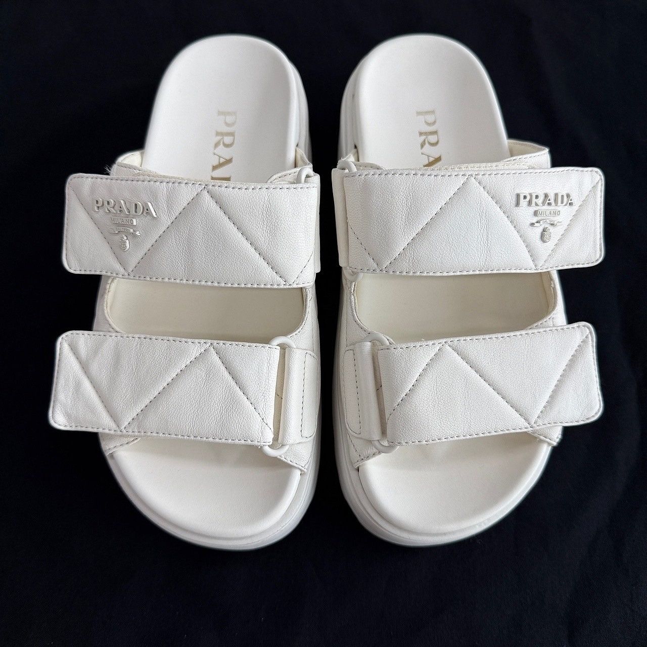 Prada Prada Quilted Leather Platform Sandals Size 35 Size US 5 / IT 35 - 2 Thumbnail