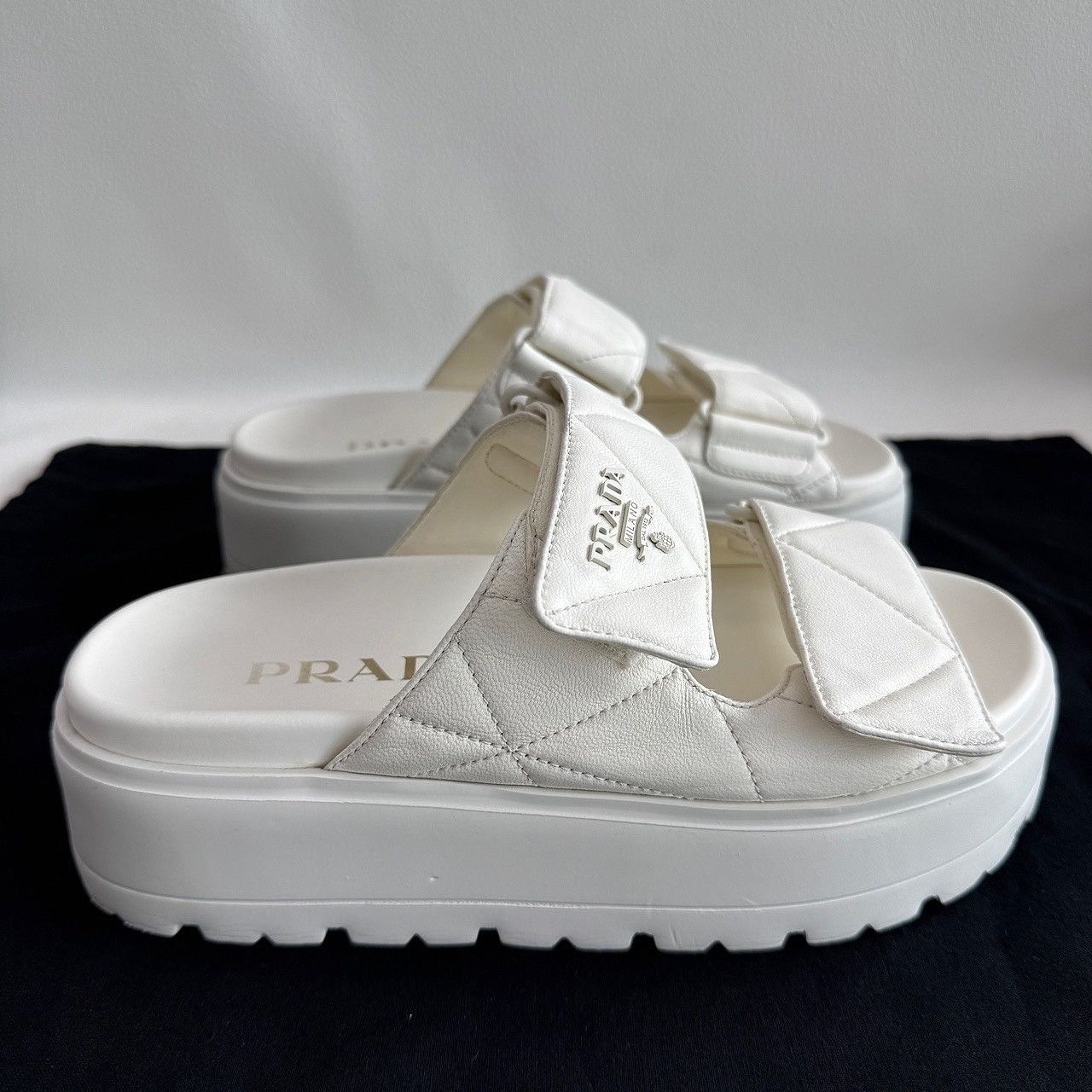 Prada Prada Quilted Leather Platform Sandals Size 35 Size US 5 / IT 35 - 8 Thumbnail