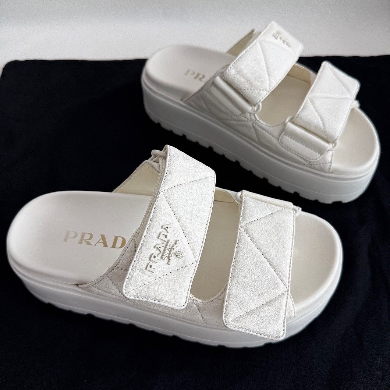 Prada Prada Quilted Leather Platform Sandals Size 35 Size US 5 / IT 35 - 7 Thumbnail