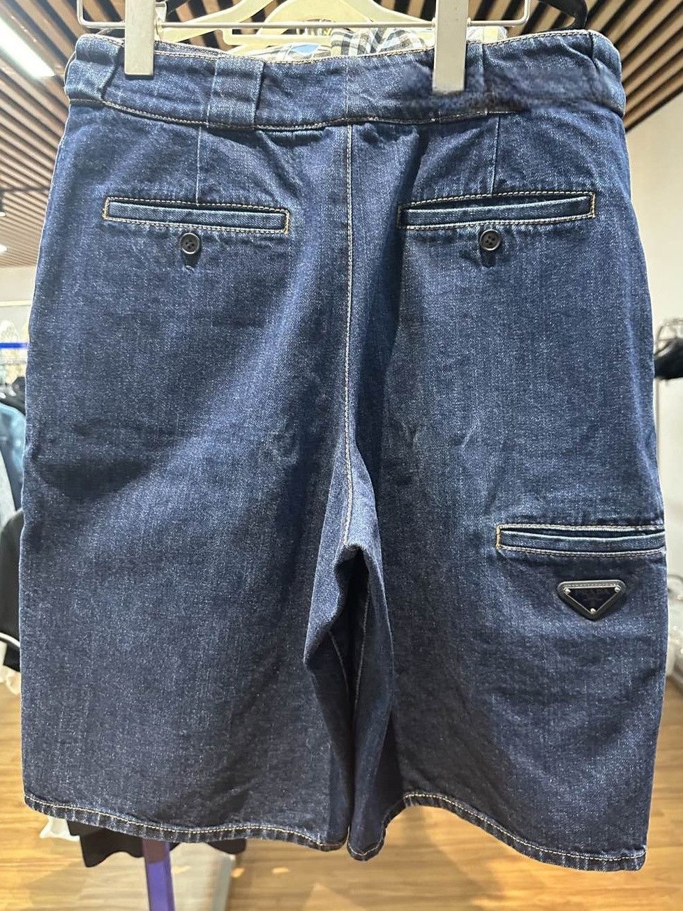 Prada Prada Triangle Logo Denim Bermuda Shorts Size 40 Size 27" / US 4 / IT 40 - 2 Thumbnail