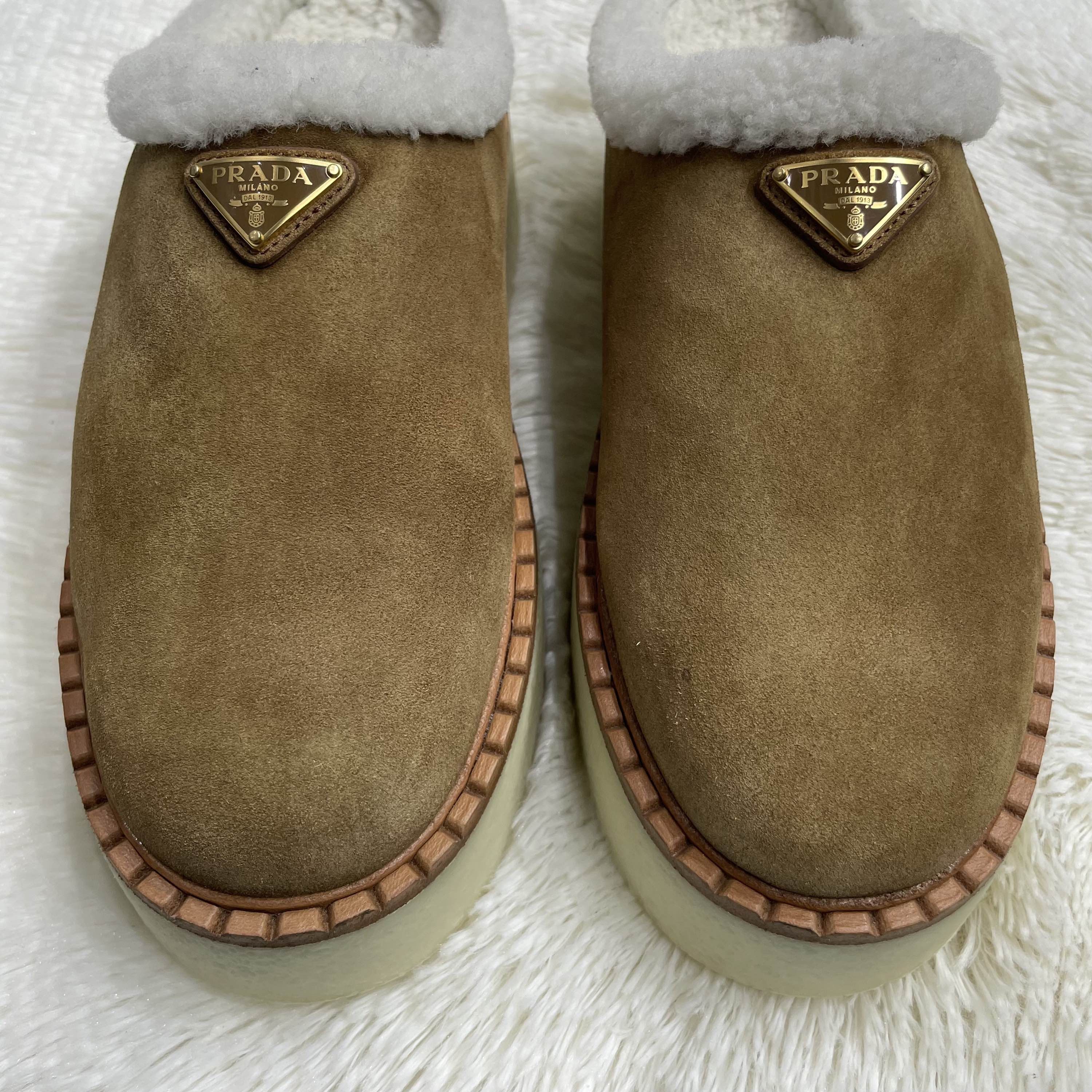 Prada Prada Suede Shearling Mules Size 38.5 Size US 8.5 / IT 38.5 - 9 Thumbnail