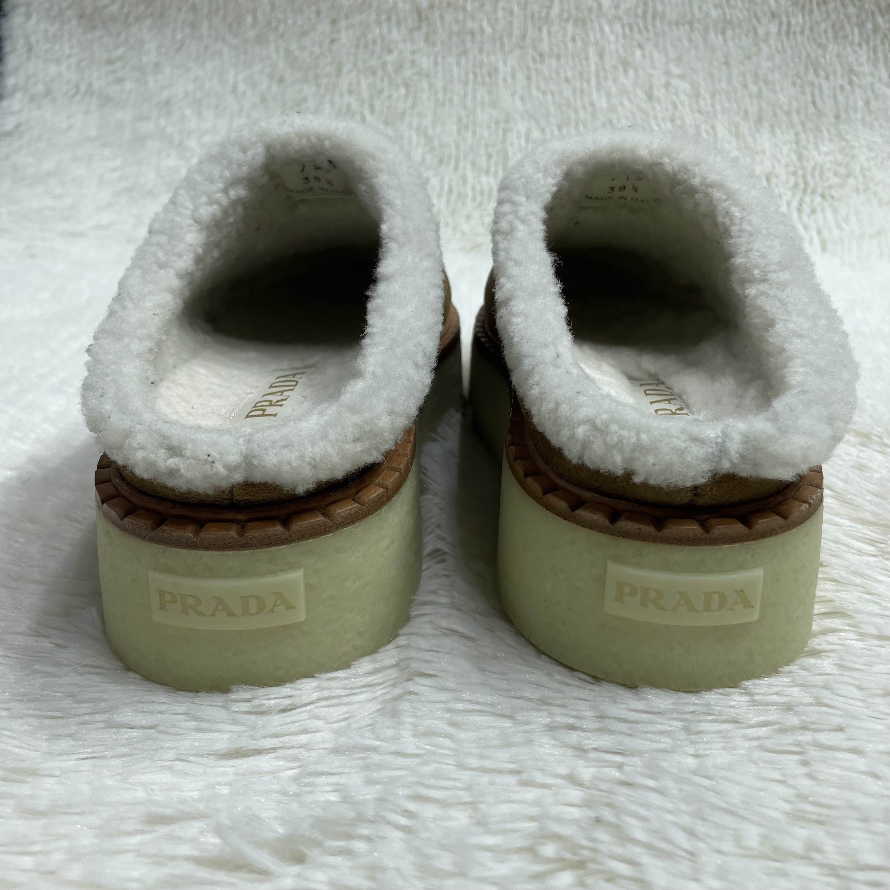 Prada Prada Suede Shearling Mules Size 38.5 Size US 8.5 / IT 38.5 - 3 Thumbnail