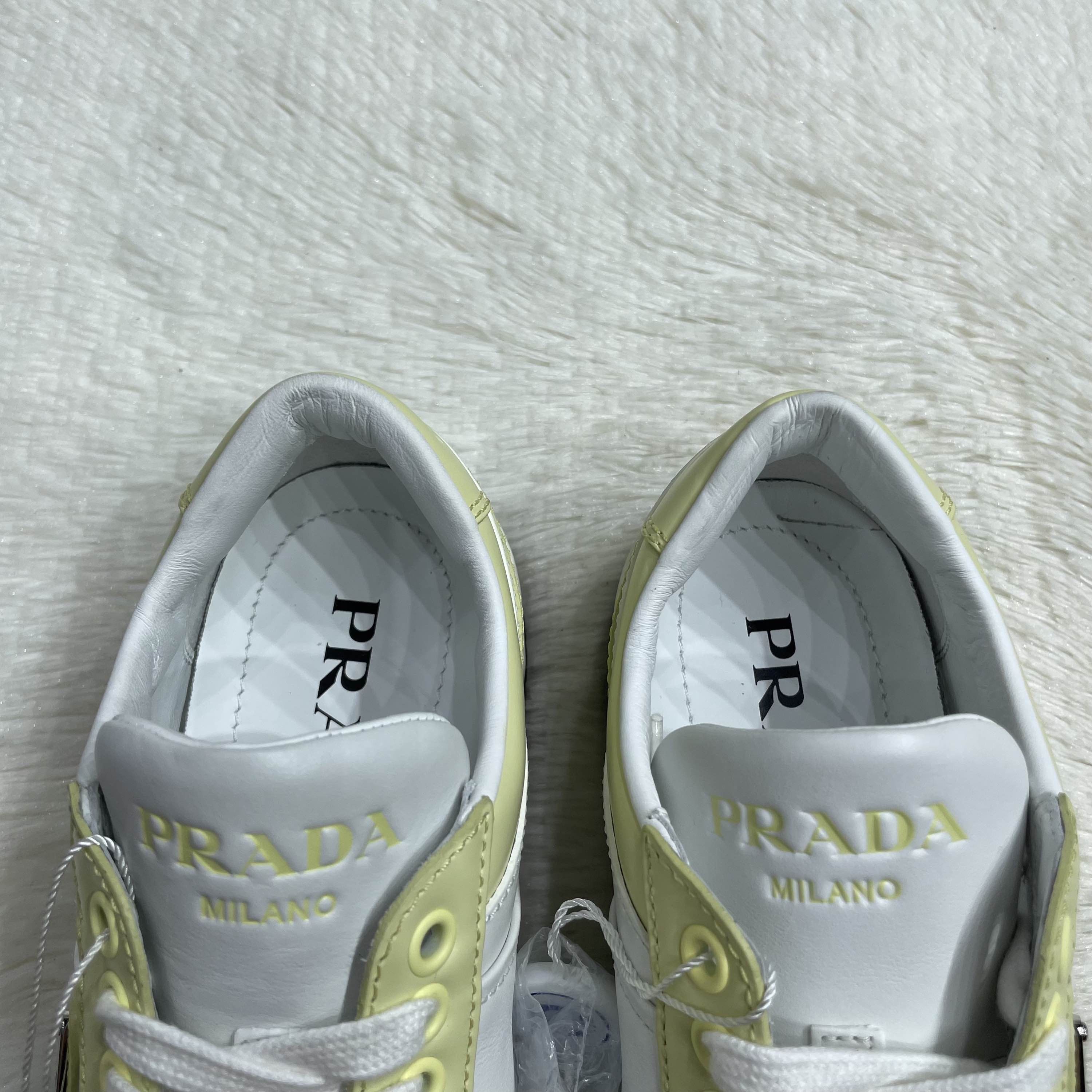 Prada Prada Downtown Leather Sneakers Yellow Size 36.5 Size US 6.5 / IT 36.5 - 8 Thumbnail