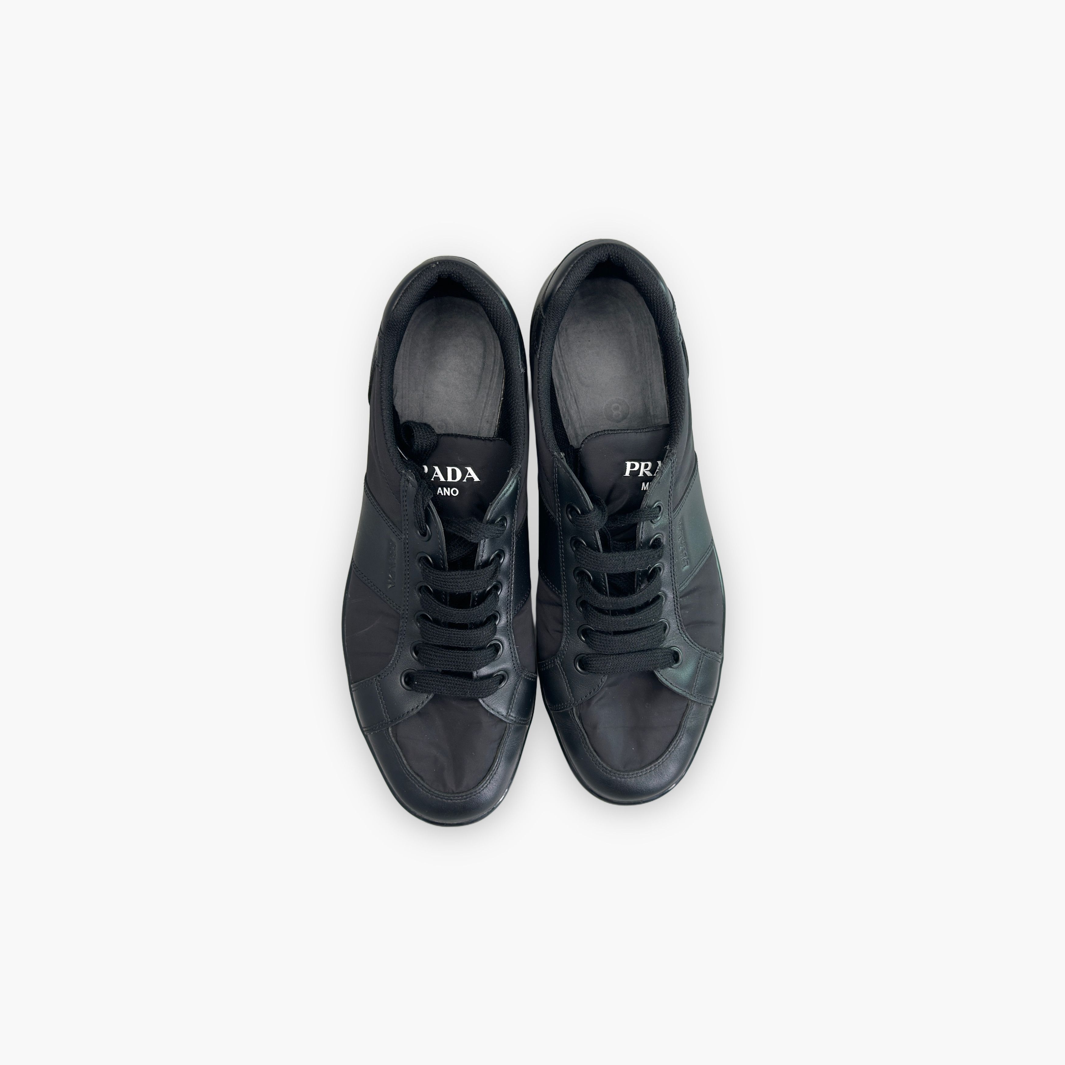 Prada Prada Leather Nylon Low-Top Sneakers Black 42.5 Size US 9.5 / EU 42-43 - 9 Thumbnail