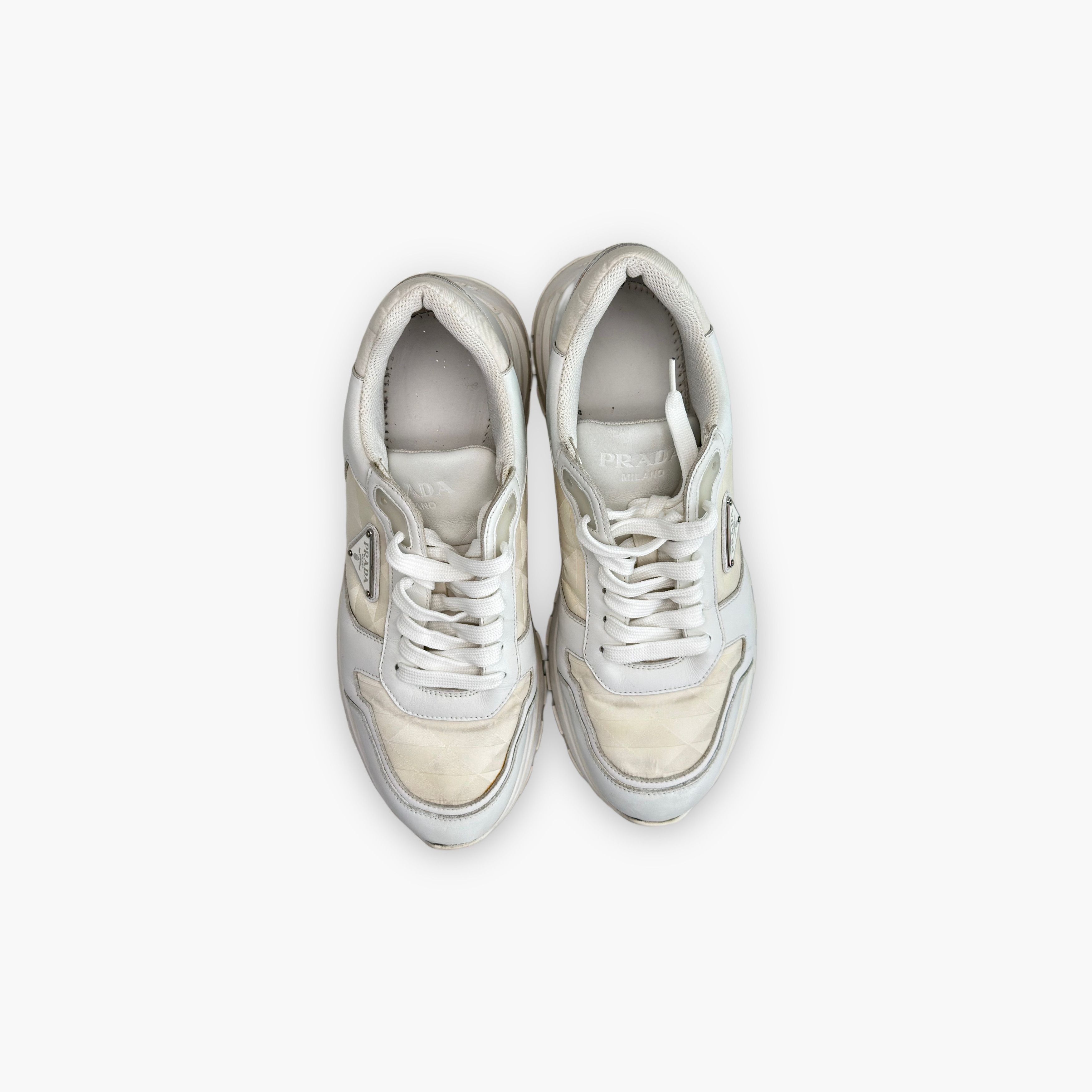 Prada Prada Re-Nylon Leather Low-Top Sneakers White Size 42 Size US 9 / EU 42 - 9 Thumbnail