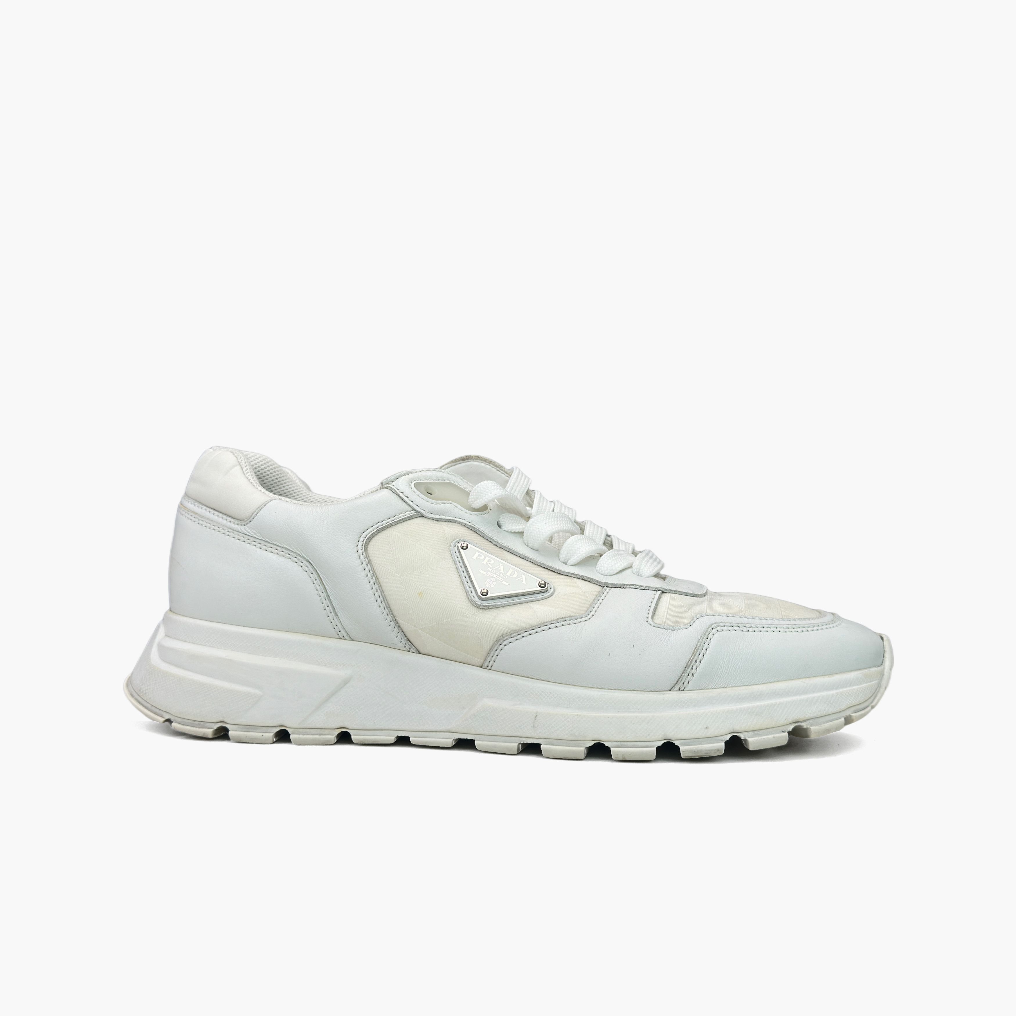 Prada Prada Re-Nylon Leather Low-Top Sneakers White Size 42 Size US 9 / EU 42 - 4 Thumbnail