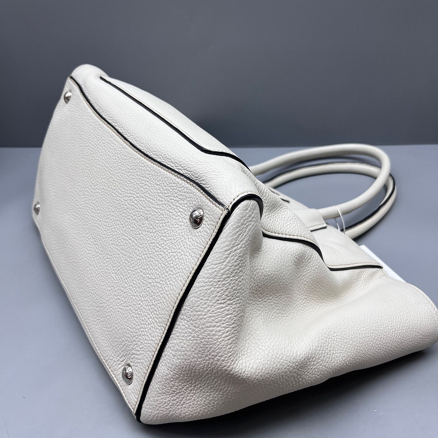 Prada Prada Pebbled Leather Triangle Logo Tote Bag Size ONE SIZE - 8 Thumbnail