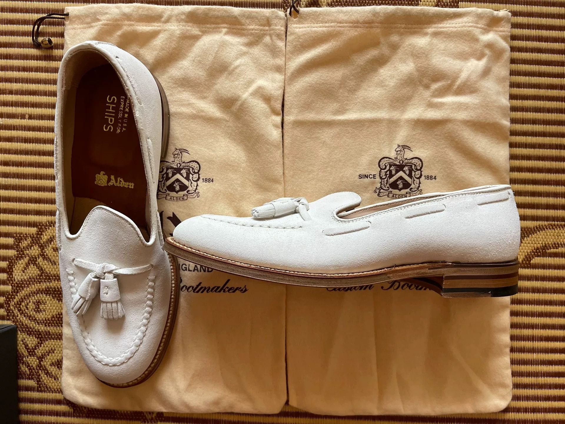 Alden Alden Men's White Tassel Suede Loafers Size US 8 / EU 41 - 2 Thumbnail