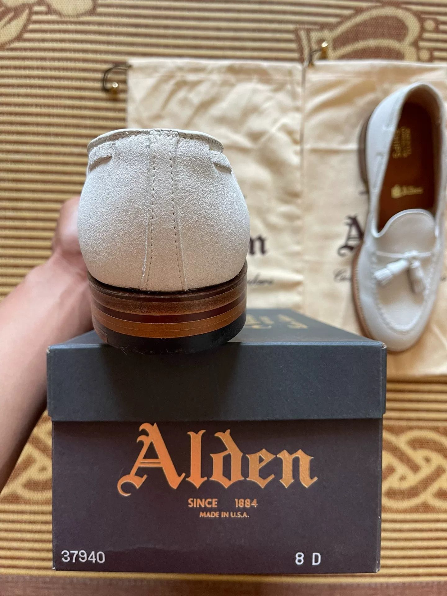 Alden Alden Men's White Tassel Suede Loafers Size US 8 / EU 41 - 7 Thumbnail