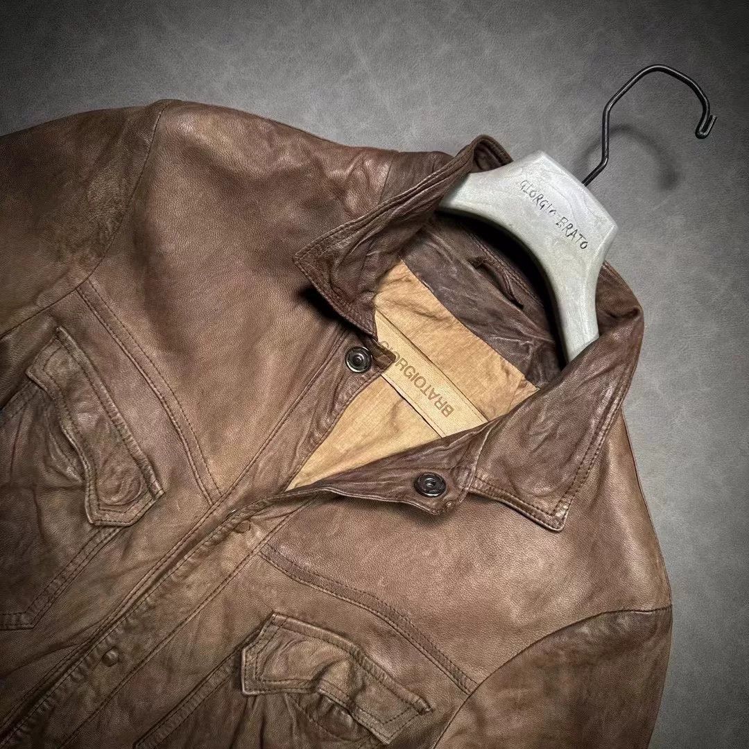 Giorgio Brato Giorgio Brato Men's Retro Leather Jacket Size US M / EU 48-50 / 2 - 2 Thumbnail