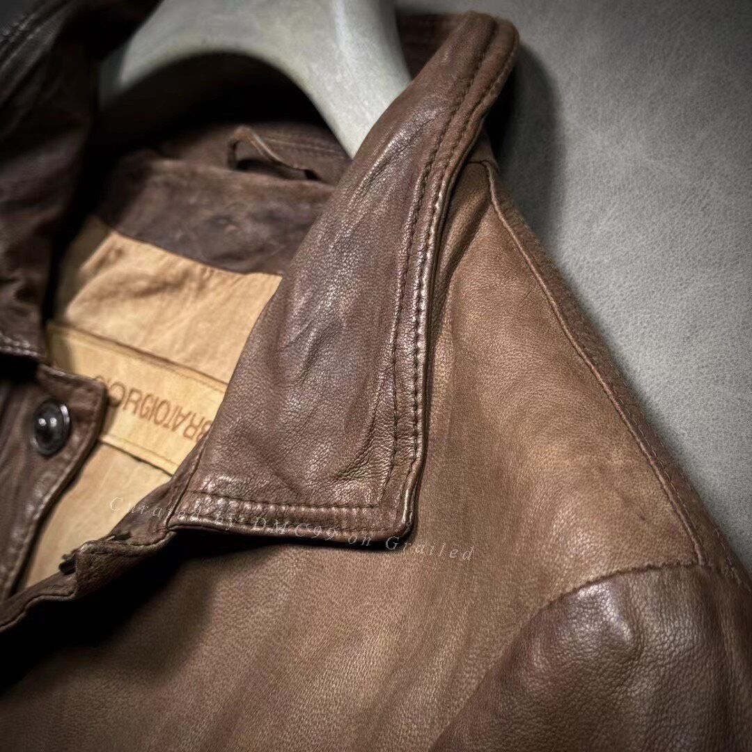 Giorgio Brato Giorgio Brato Men's Retro Leather Jacket Size US M / EU 48-50 / 2 - 3 Thumbnail