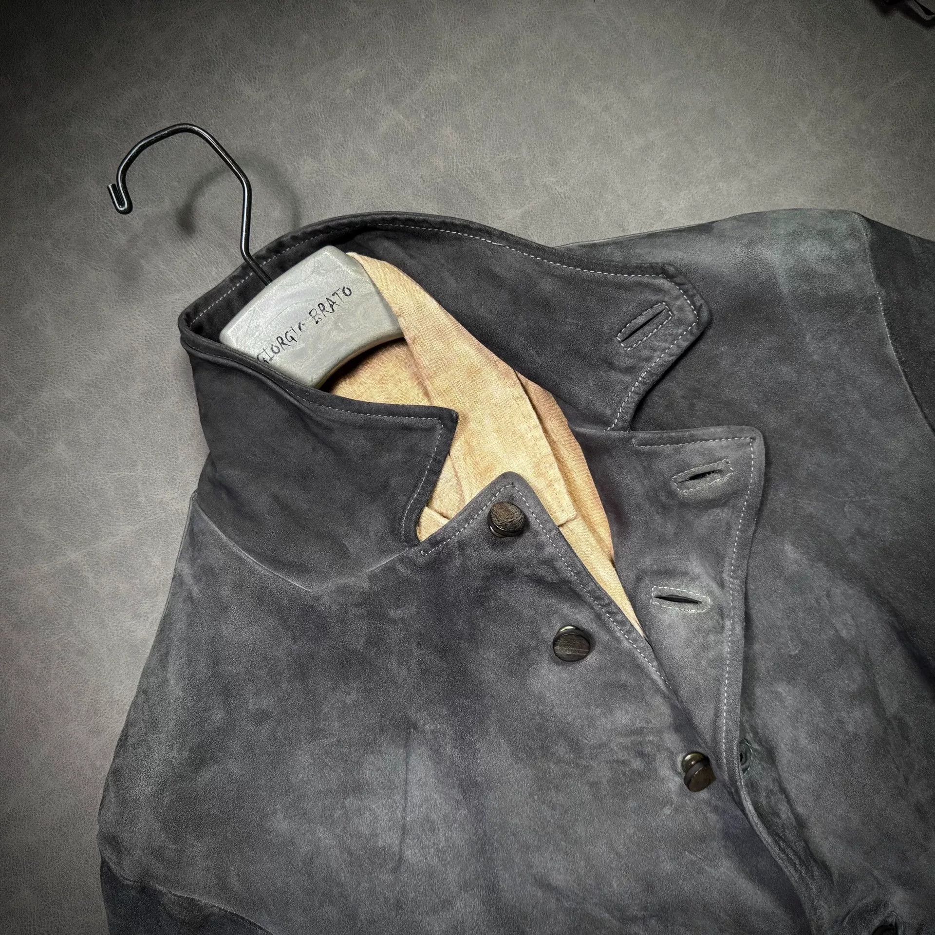Giorgio Brato George Brato Men's Distressed Gray Suede Jacket Size US S / EU 44-46 / 1 - 2 Thumbnail