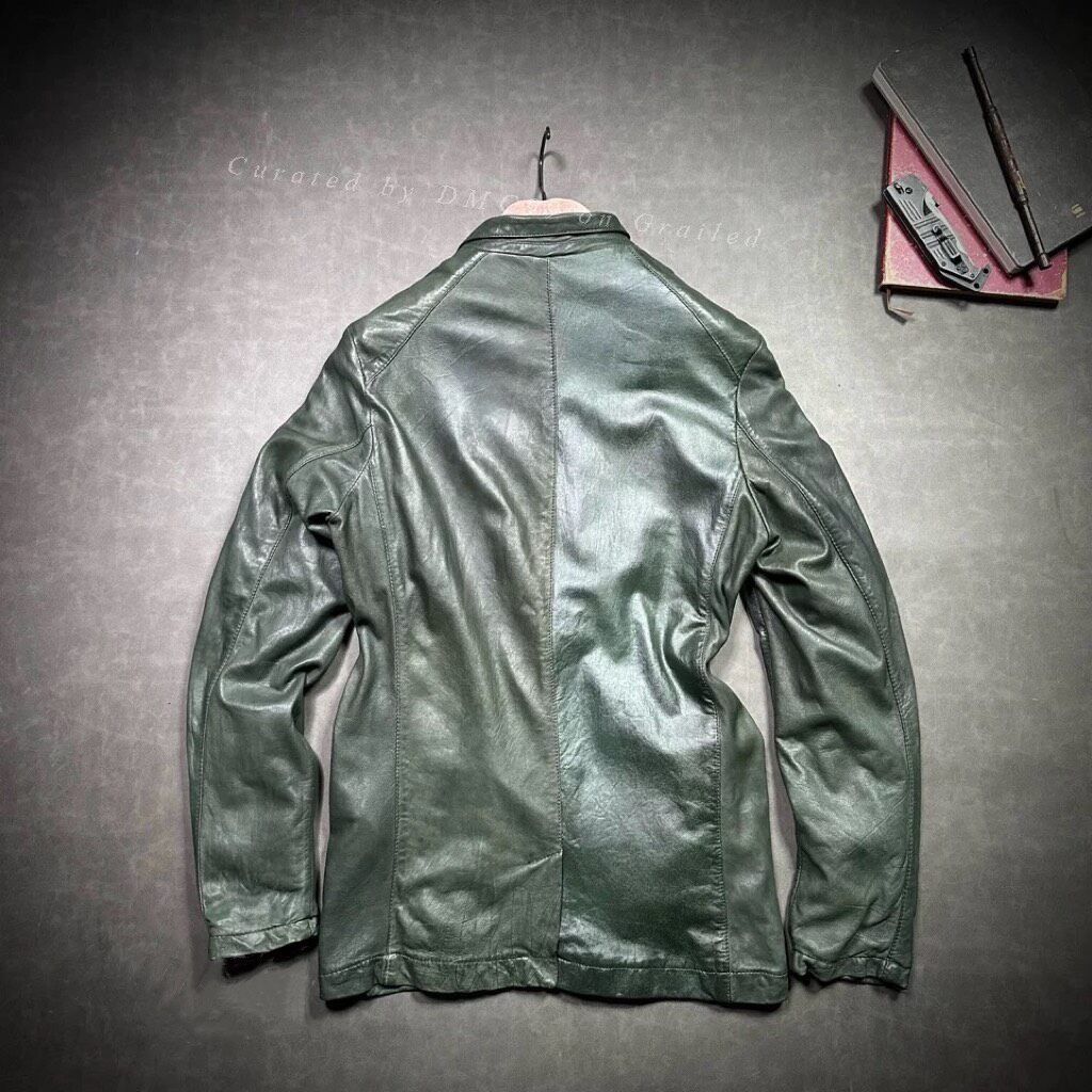 Giorgio Brato Giorgio Brato Men's Green Leather Jacket Size US M / EU 48-50 / 2 - 7 Thumbnail