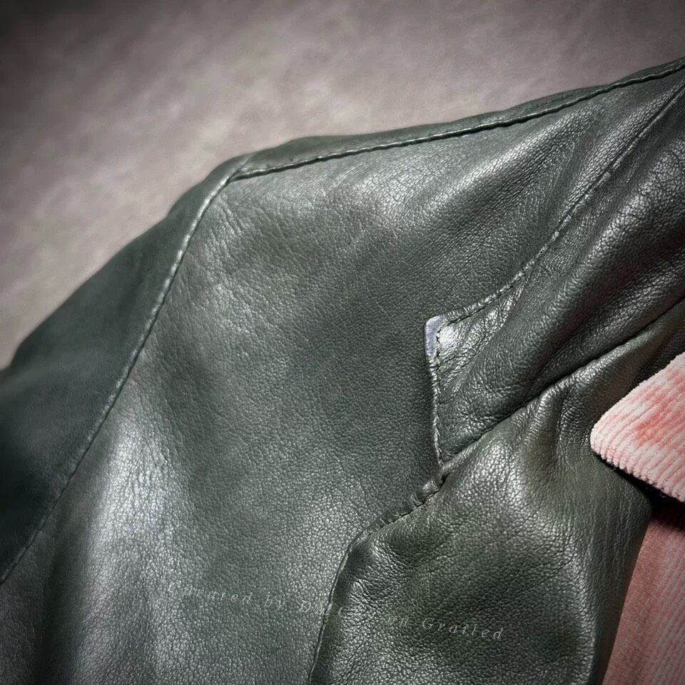 Giorgio Brato Giorgio Brato Men's Green Leather Jacket Size US M / EU 48-50 / 2 - 3 Thumbnail