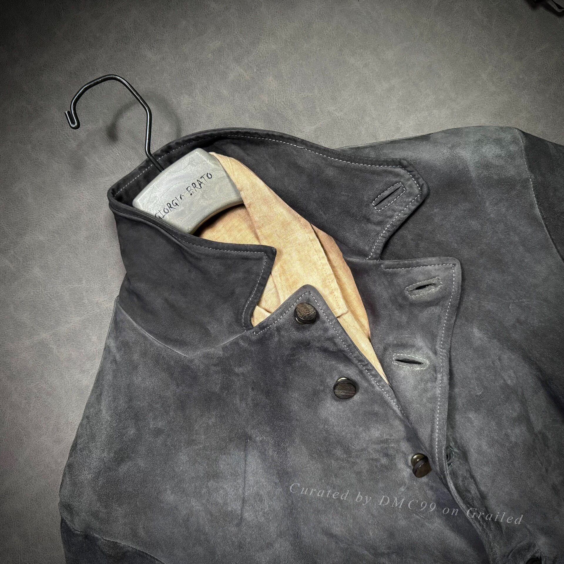 Giorgio Brato George Blatto Men's Distressed Gray Leather Jacket Size US S / EU 44-46 / 1 - 2 Thumbnail