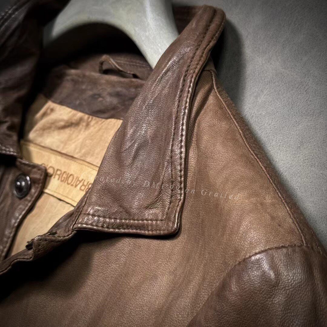 Giorgio Brato Giorgio Brato Men's Retro Leather Jacket Size US M / EU 48-50 / 2 - 3 Thumbnail