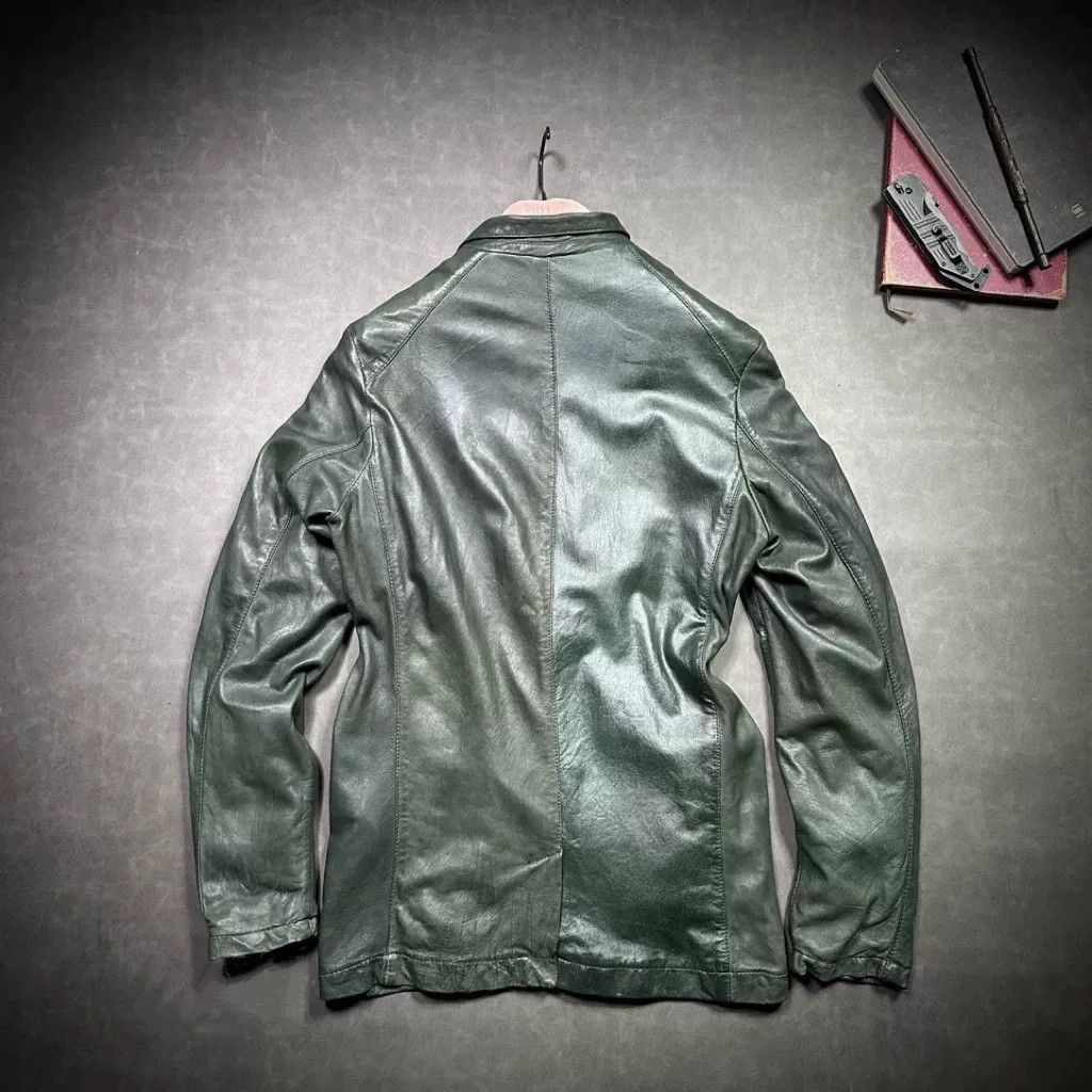 Giorgio Brato Giorgio Brato Men's Green Leather Jacket Size US M / EU 48-50 / 2 - 7 Thumbnail