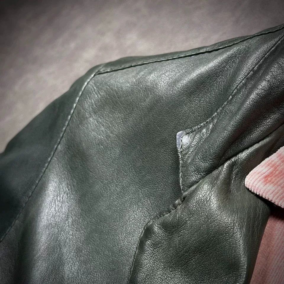 Giorgio Brato Giorgio Brato Men's Green Leather Jacket Size US M / EU 48-50 / 2 - 3 Thumbnail