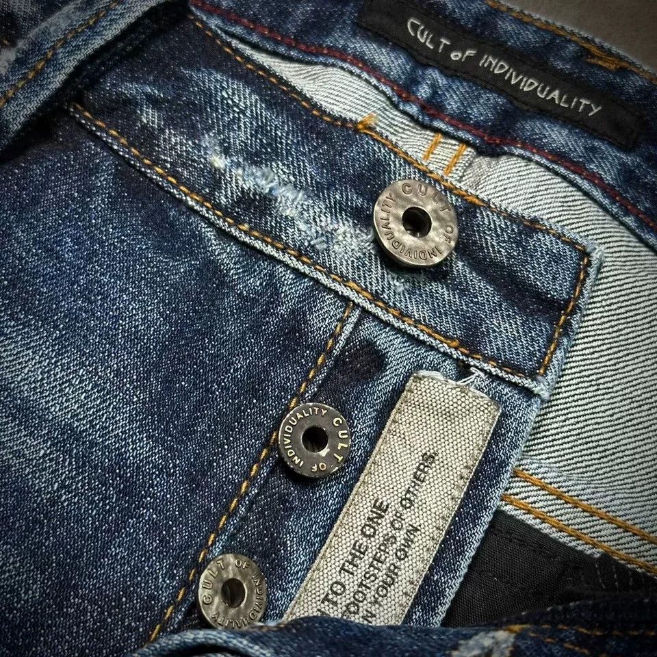 Cult Of Individuality Men's Selvedge Distressed Ripped Jeans Size US 34 / EU 50 - 3 Thumbnail
