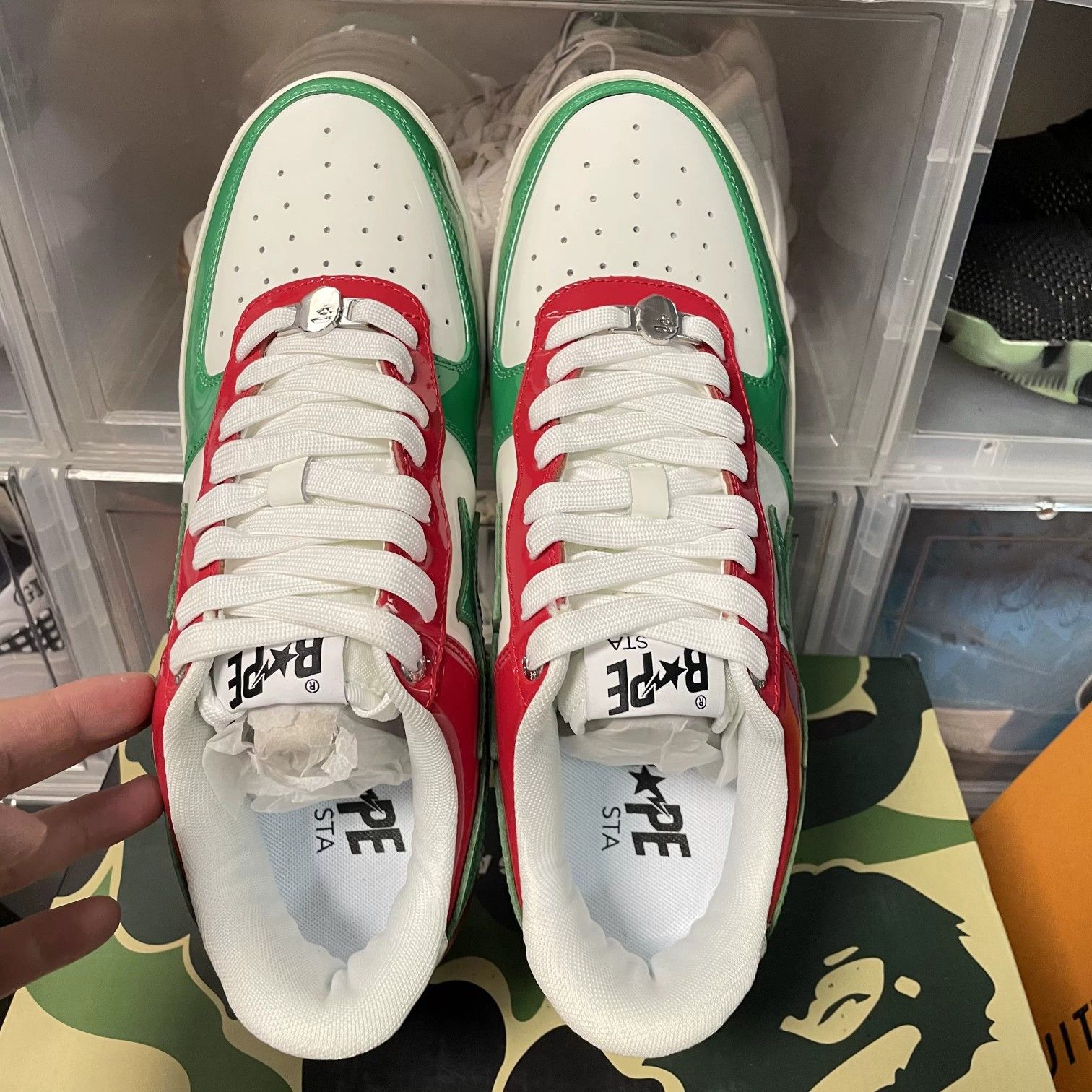 Bape A Bathing Ape Patent Leather Bapesta Sneakers US 11 Size US 12 / EU 45 - 7 Thumbnail