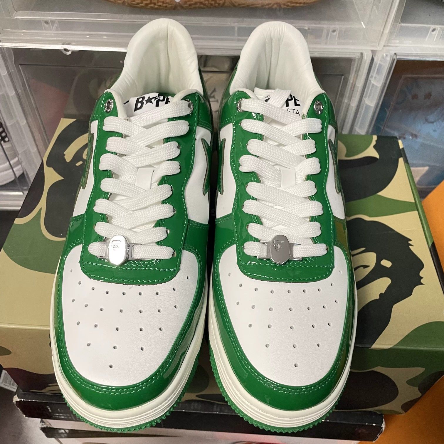 Bape A Bathing Ape Patent Leather Low-Top Sneakers Size 11 Size US 12 / EU 45 - 2 Thumbnail