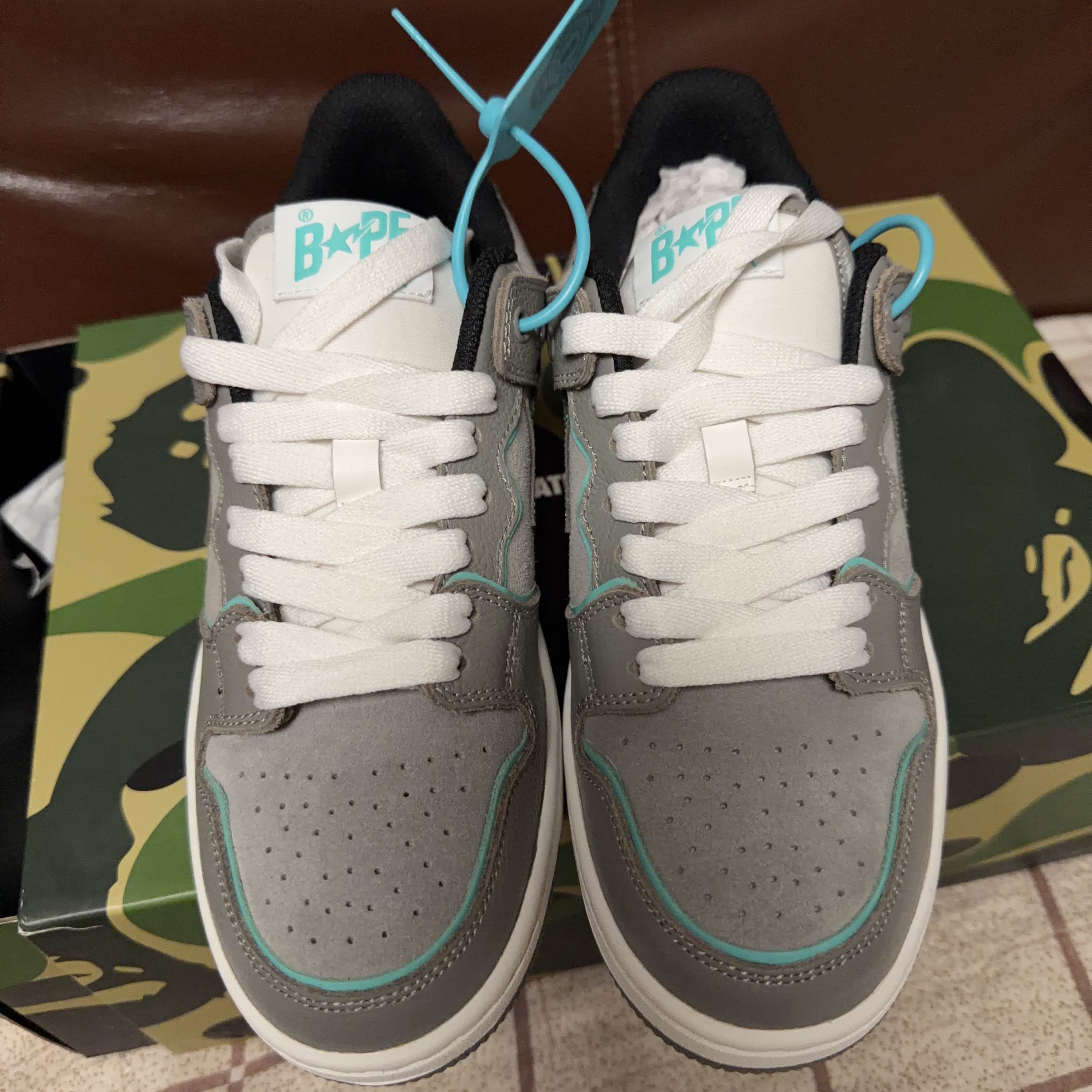 Bape A BATHING APE Grey Leather Sk8 Sta Low-Top Sneakers US 7 Size US 7 / EU 40 - 2 Thumbnail