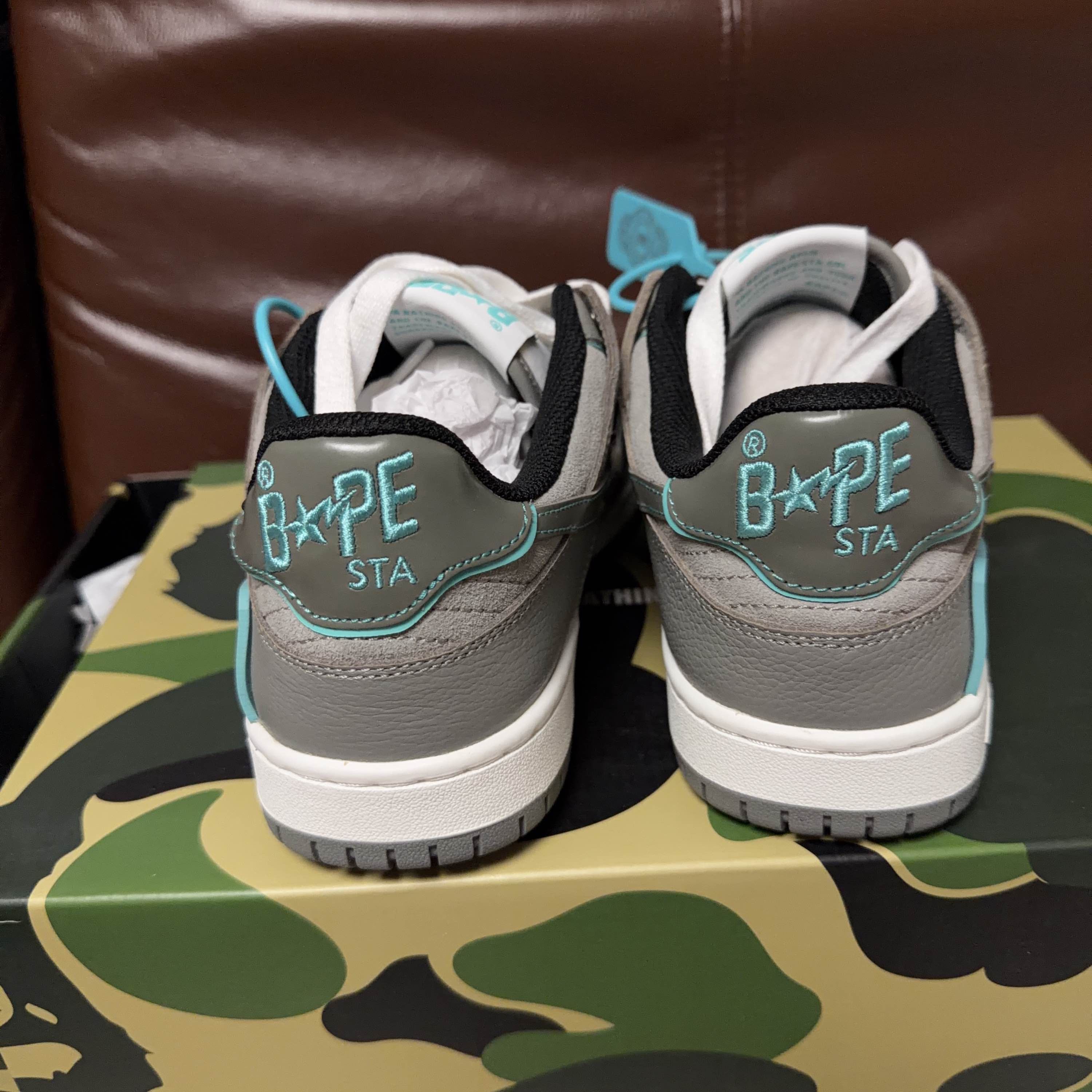 Bape A BATHING APE Grey Leather Sk8 Sta Low-Top Sneakers US 7 Size US 7 / EU 40 - 3 Thumbnail