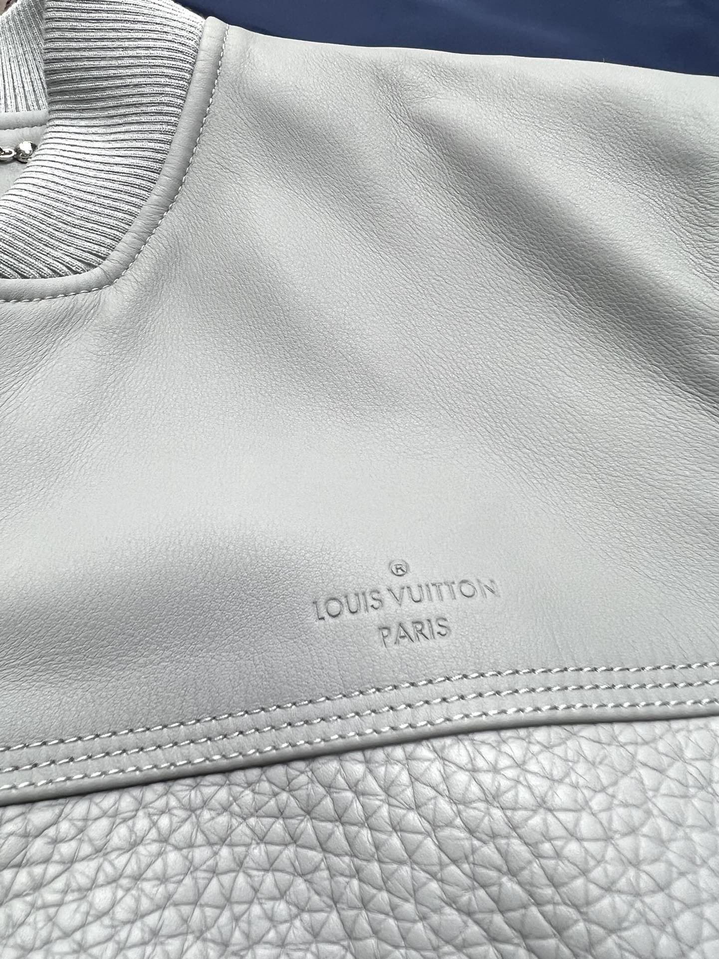 Louis Vuitton Louis Vuitton Gray Bull Leather Bomber Jacket Size L Size US L / EU 52-54 / 3 - 6 Thumbnail