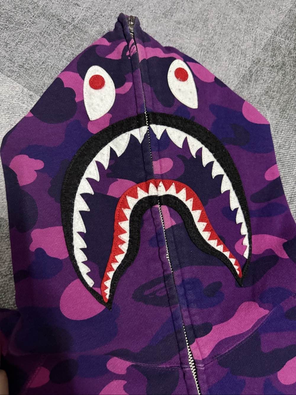 Bape A BATHING APE Purple Camo Shark Hoodie Size L Size US L / EU 52-54 / 3 - 6 Thumbnail