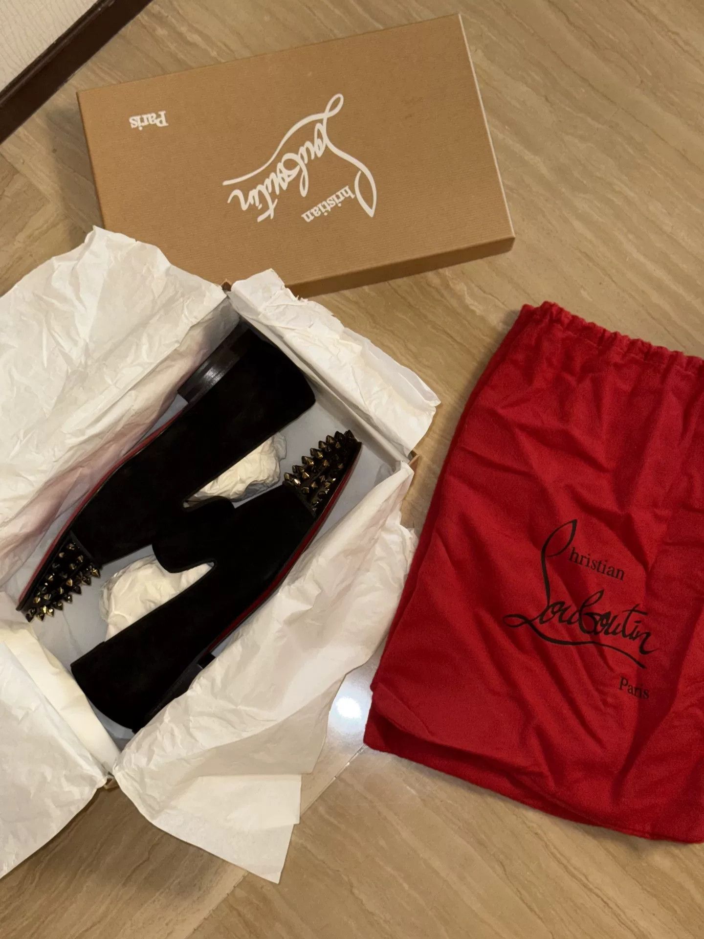 Christian Louboutin Christian Louboutin Black Velvet Rivet Loafers Size US 9 / EU 42 - 7 Thumbnail