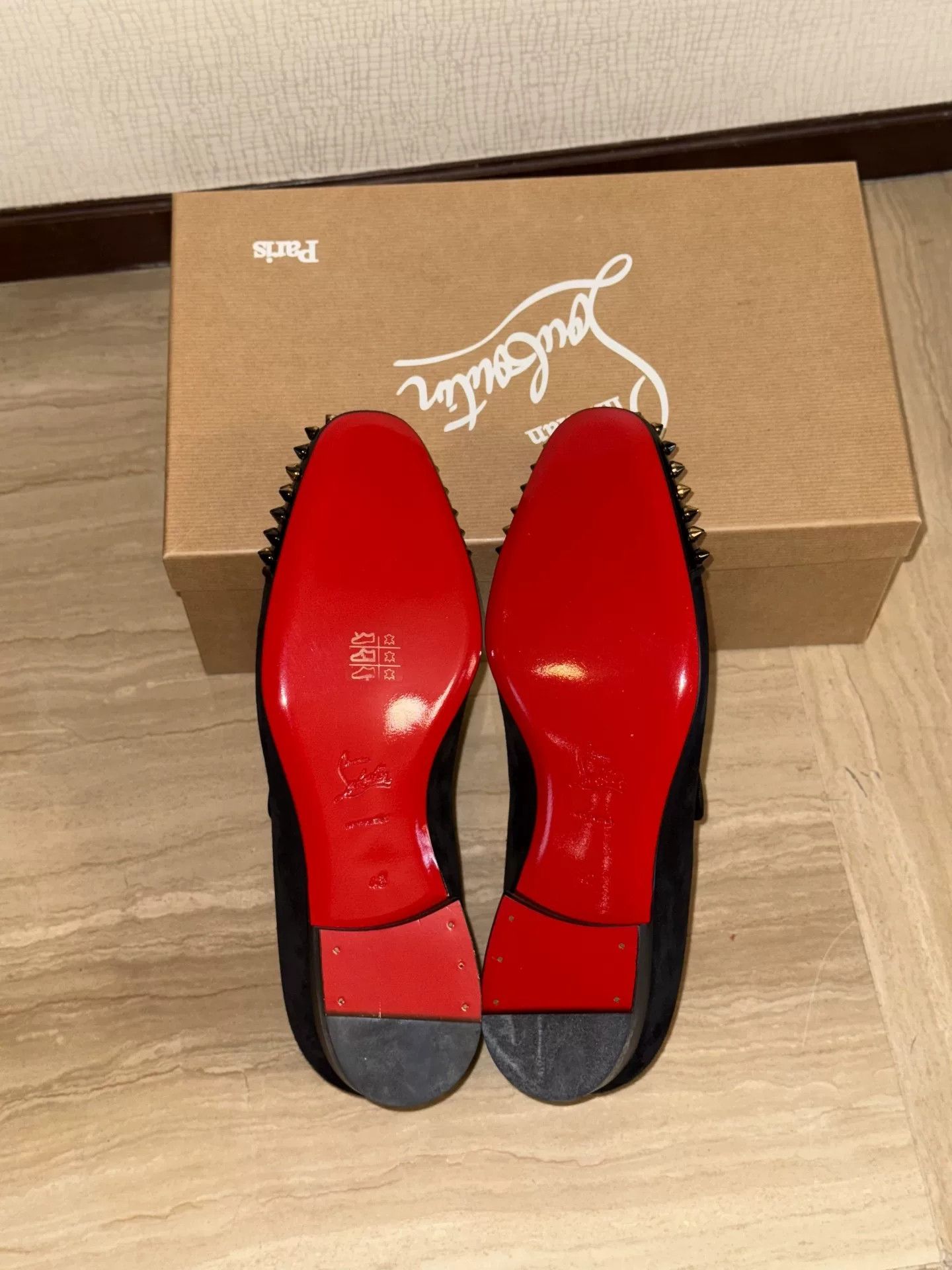 Christian Louboutin Christian Louboutin Black Velvet Rivet Loafers Size US 9 / EU 42 - 8 Thumbnail
