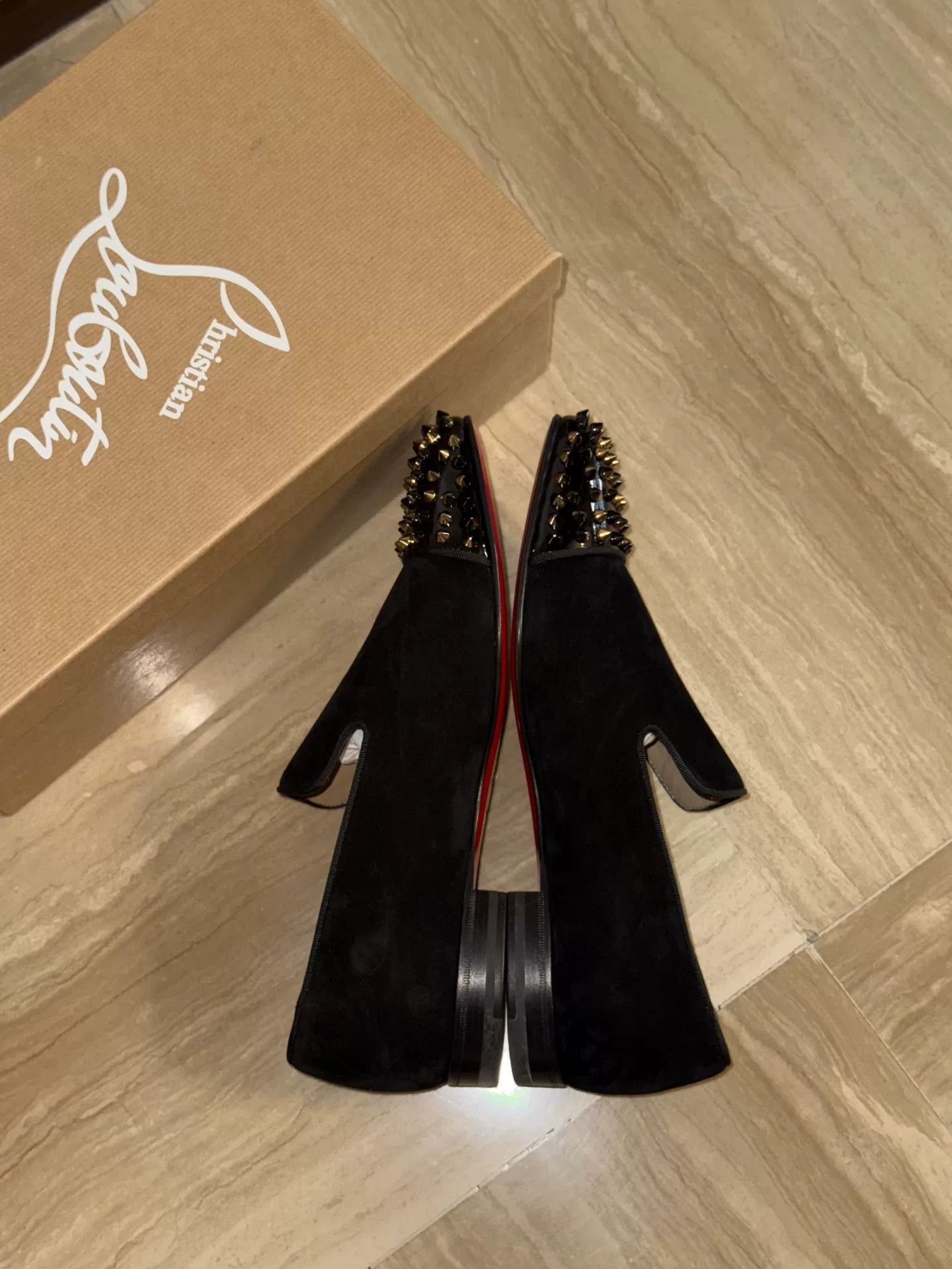 Christian Louboutin Christian Louboutin Black Velvet Rivet Loafers Size US 9 / EU 42 - 4 Thumbnail