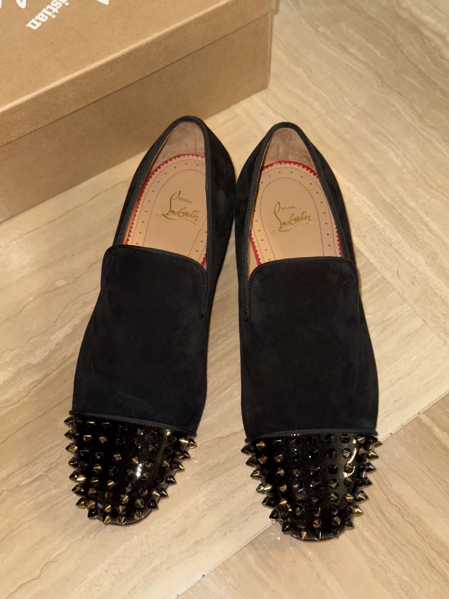 Christian Louboutin Christian Louboutin Black Velvet Rivet Loafers Size US 9 / EU 42 - 5 Thumbnail