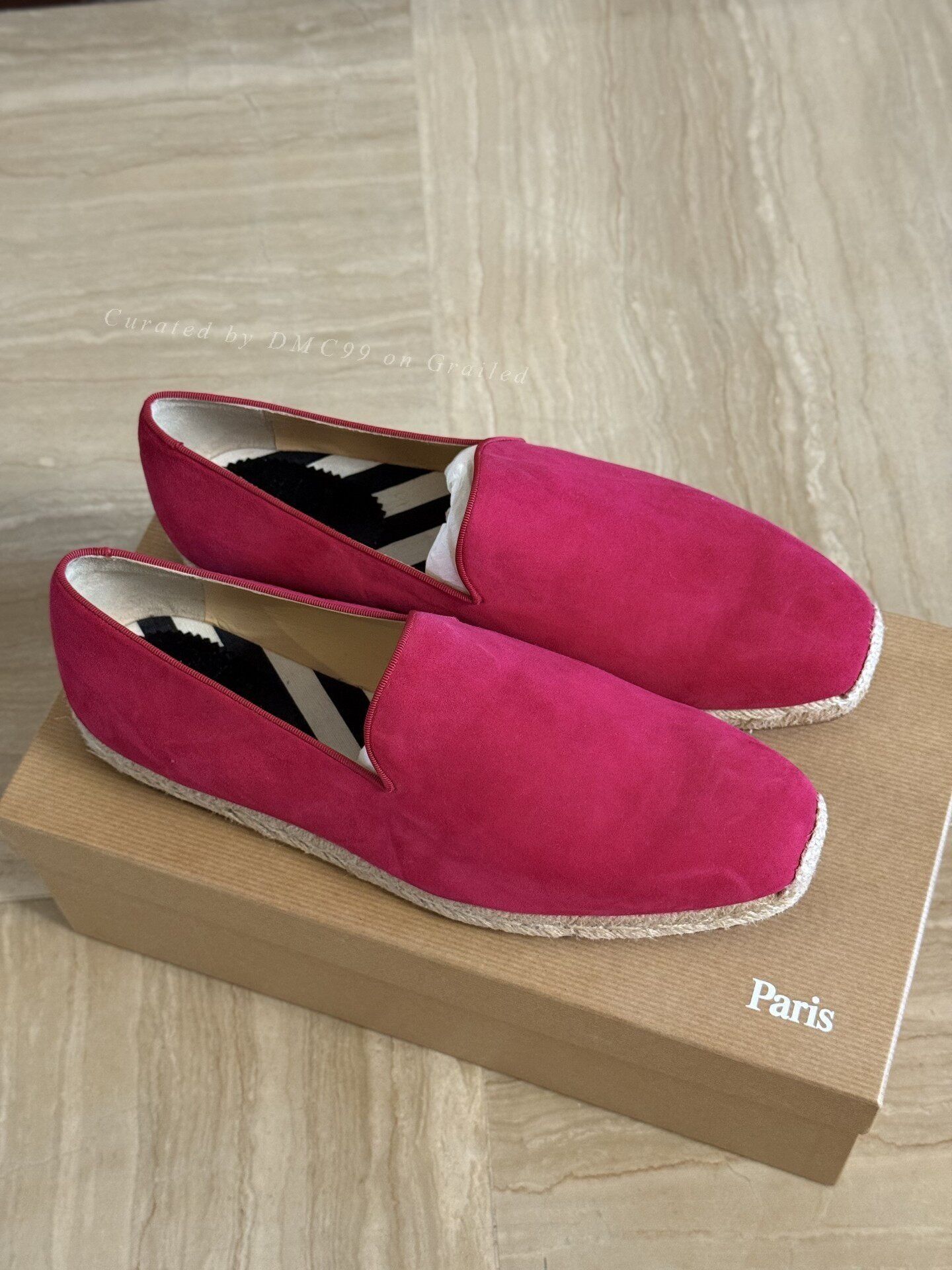 Christian Louboutin Christian Louboutin Men's Pink Velvet Straw Slip-On Size US 9 / EU 42 - 5 Thumbnail