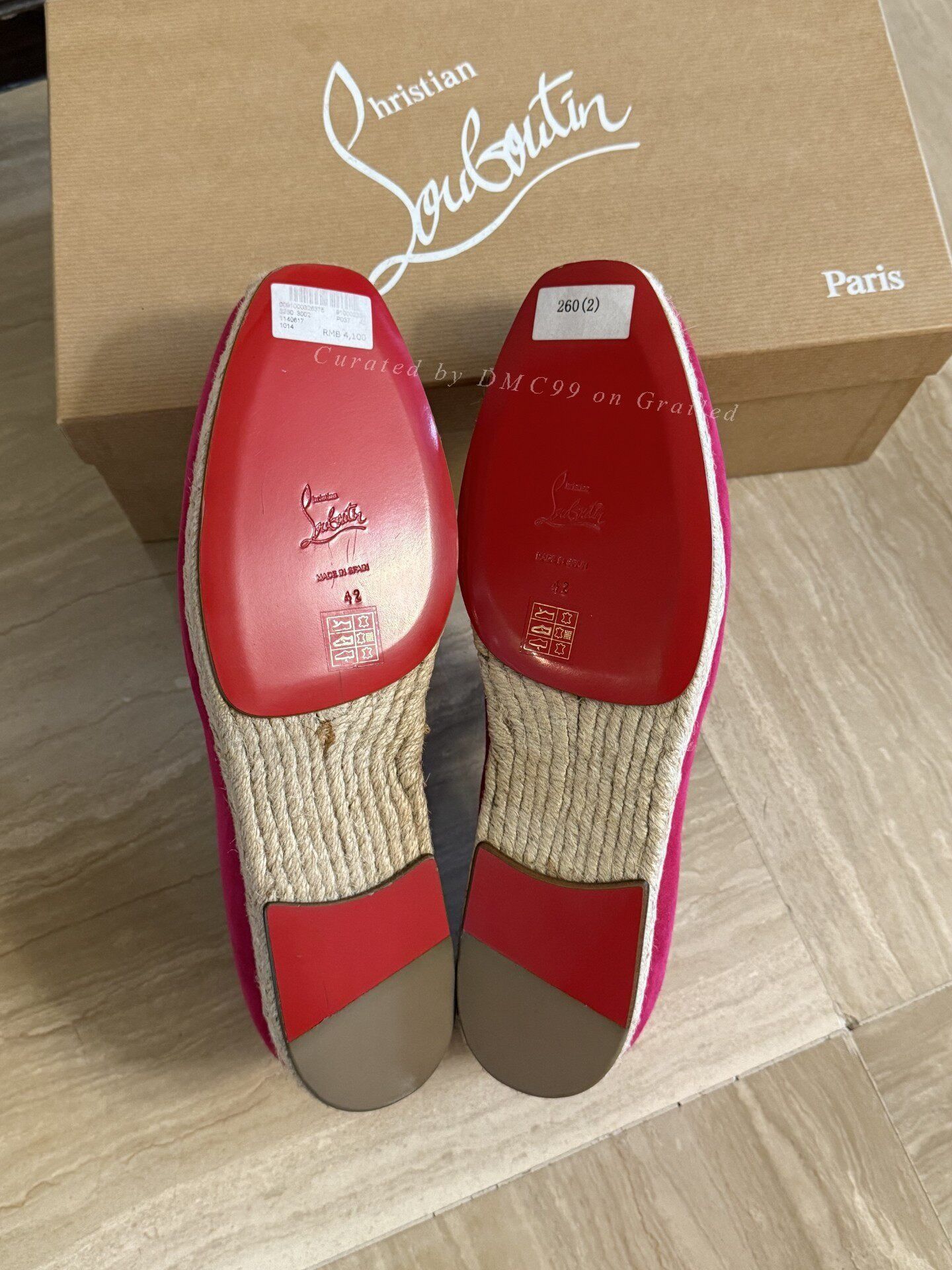 Christian Louboutin Christian Louboutin Men's Pink Velvet Straw Slip-On Size US 9 / EU 42 - 8 Thumbnail