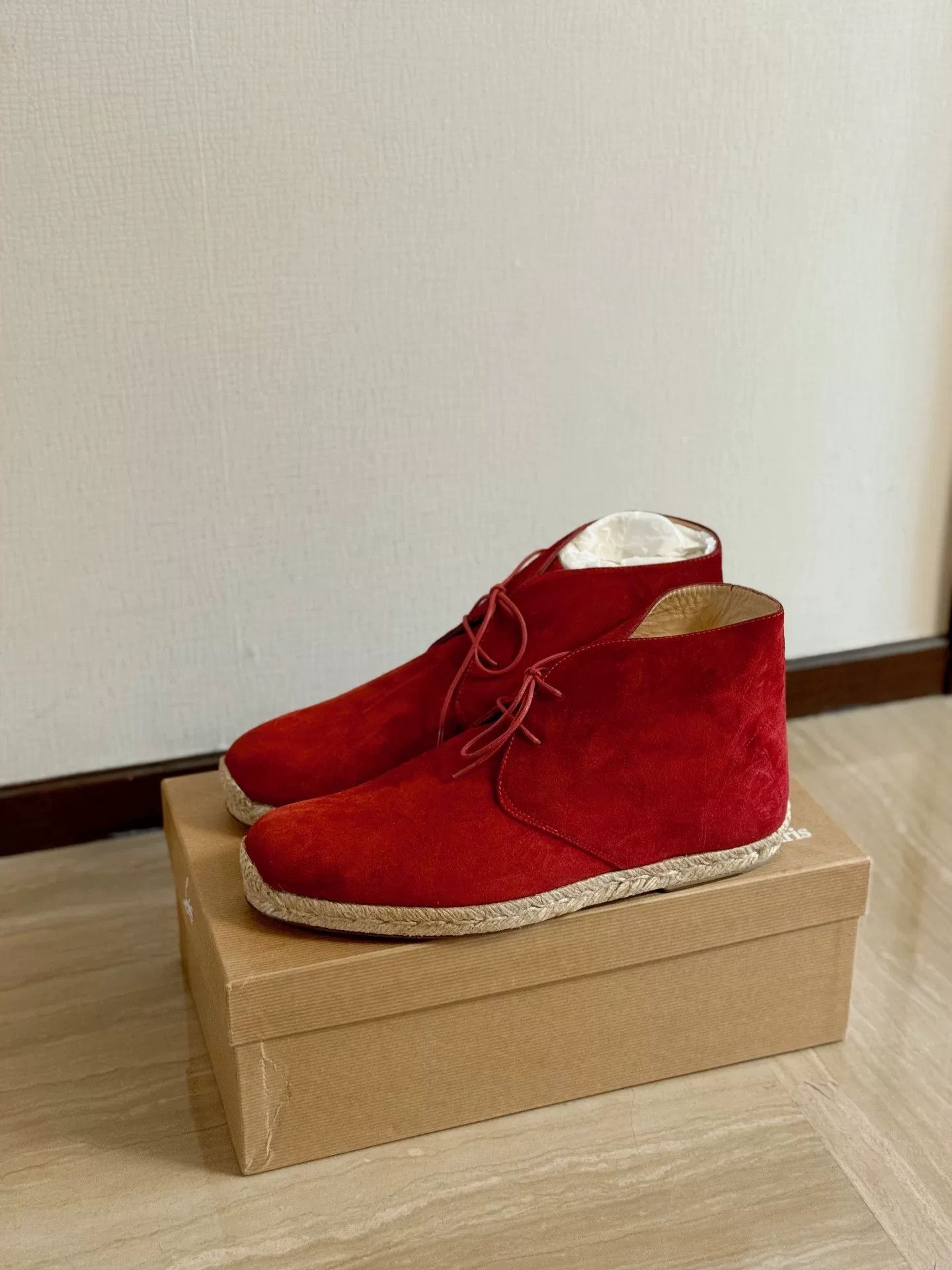 Christian Louboutin Christian Louboutin Red Velvet High-Top Woven Shoes Size US 9 / EU 42 - 4 Thumbnail