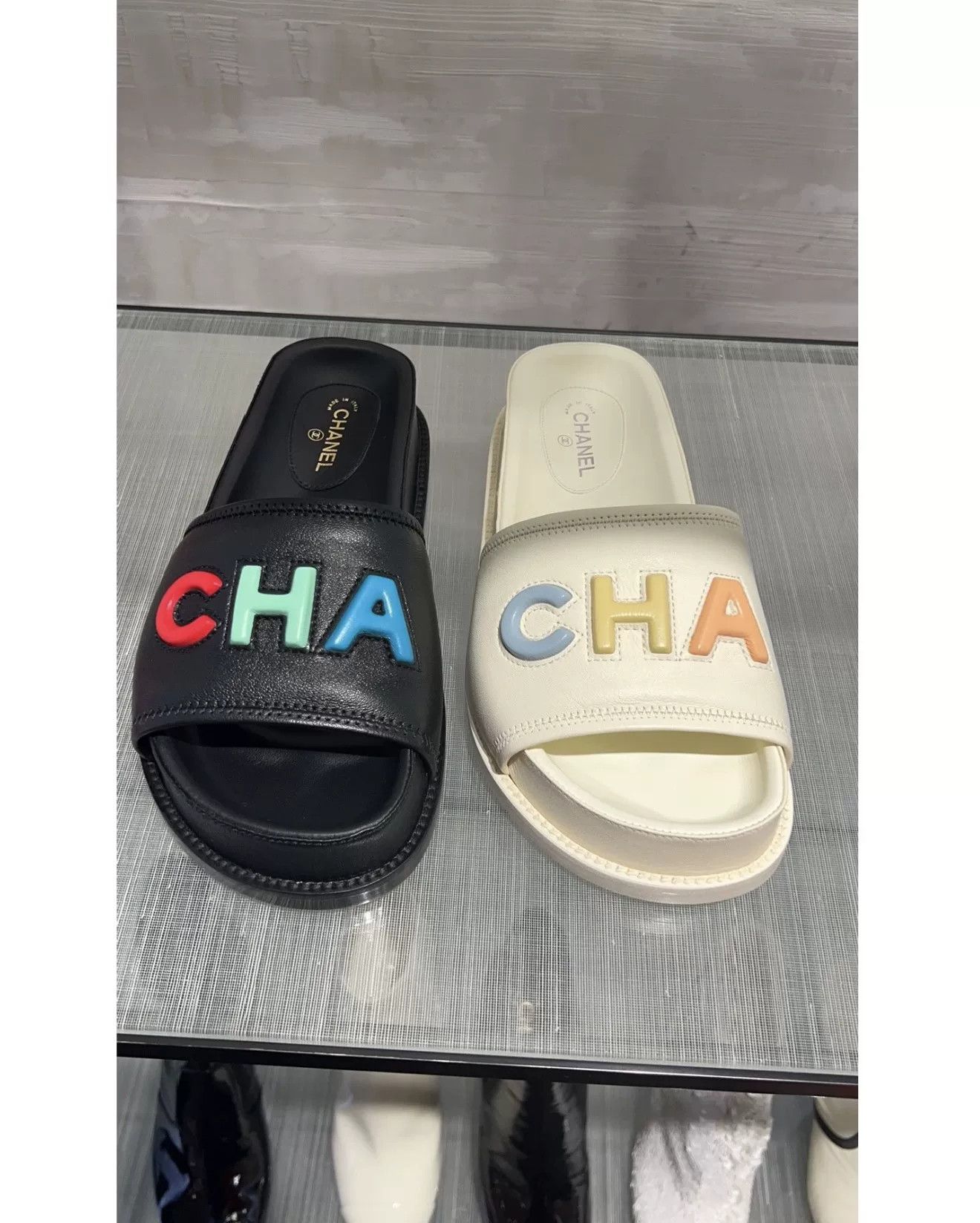Chanel Chanel Women's Colorful Letter Slide Sandals Size US 5.5 / IT 35.5 - 8 Thumbnail