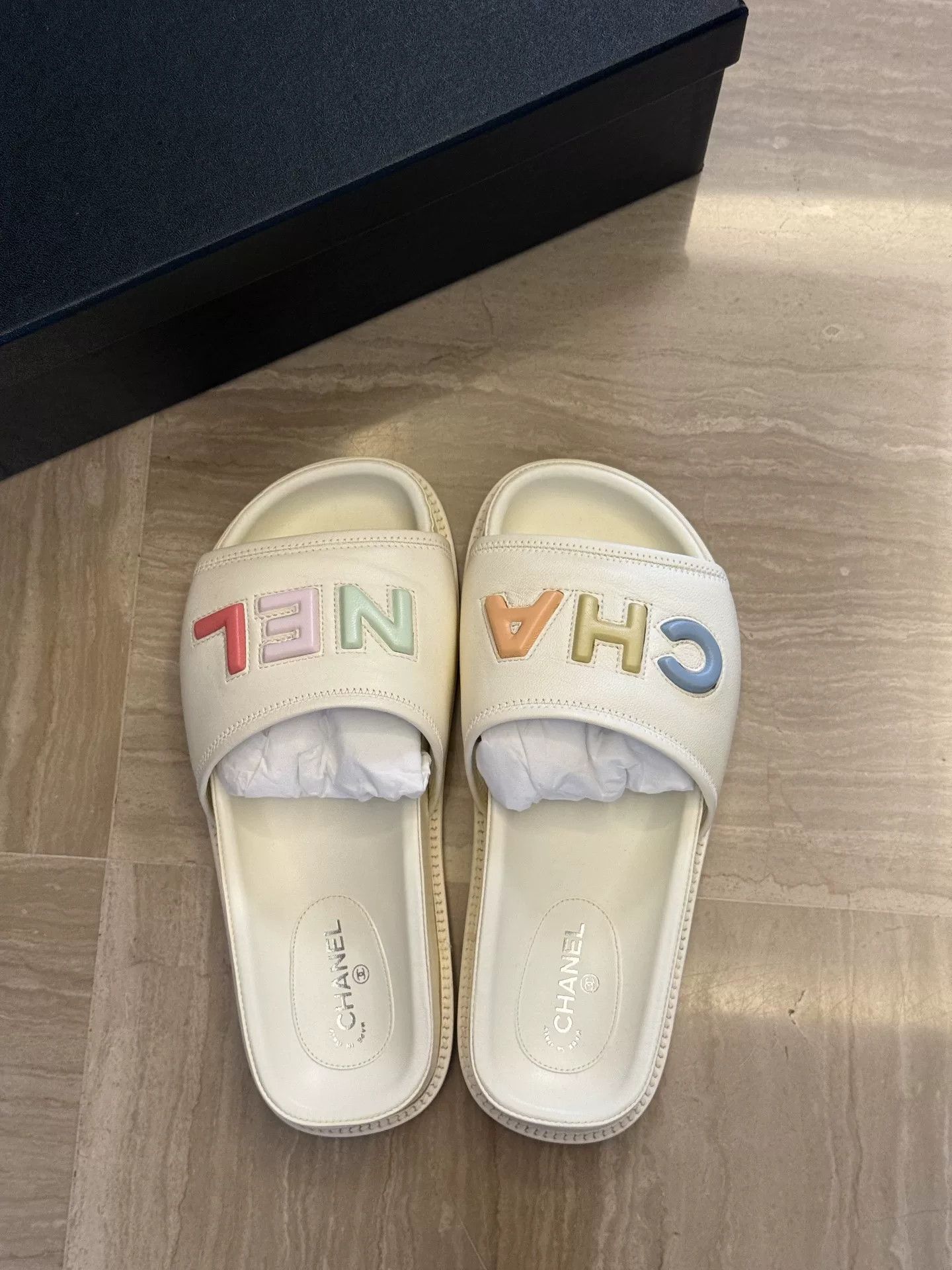 Chanel Chanel Women's Colorful Letter Slide Sandals Size US 5.5 / IT 35.5 - 3 Thumbnail
