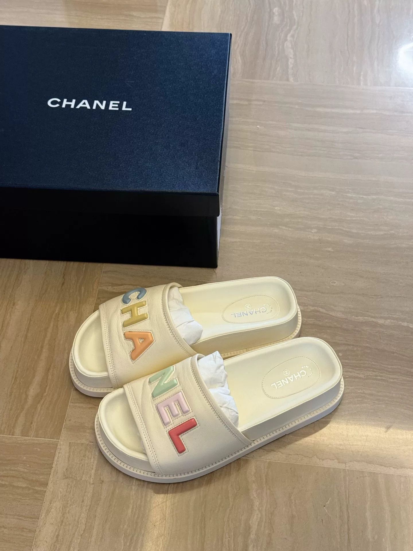 Chanel Chanel Women's Colorful Letter Slide Sandals Size US 5.5 / IT 35.5 - 4 Thumbnail